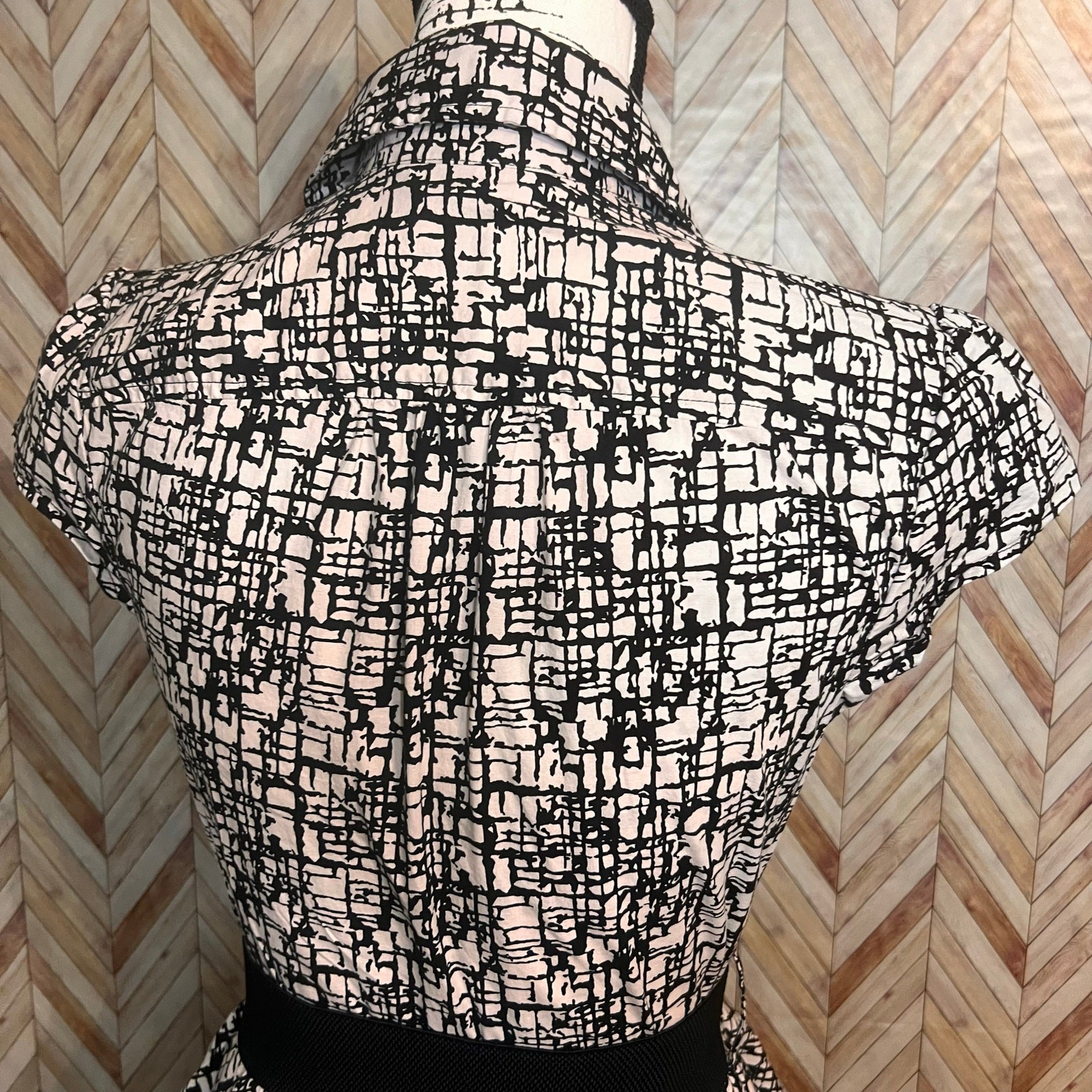 BCX Black White Abstract Print Ruffled Skirt Short Dress Women’s Medium