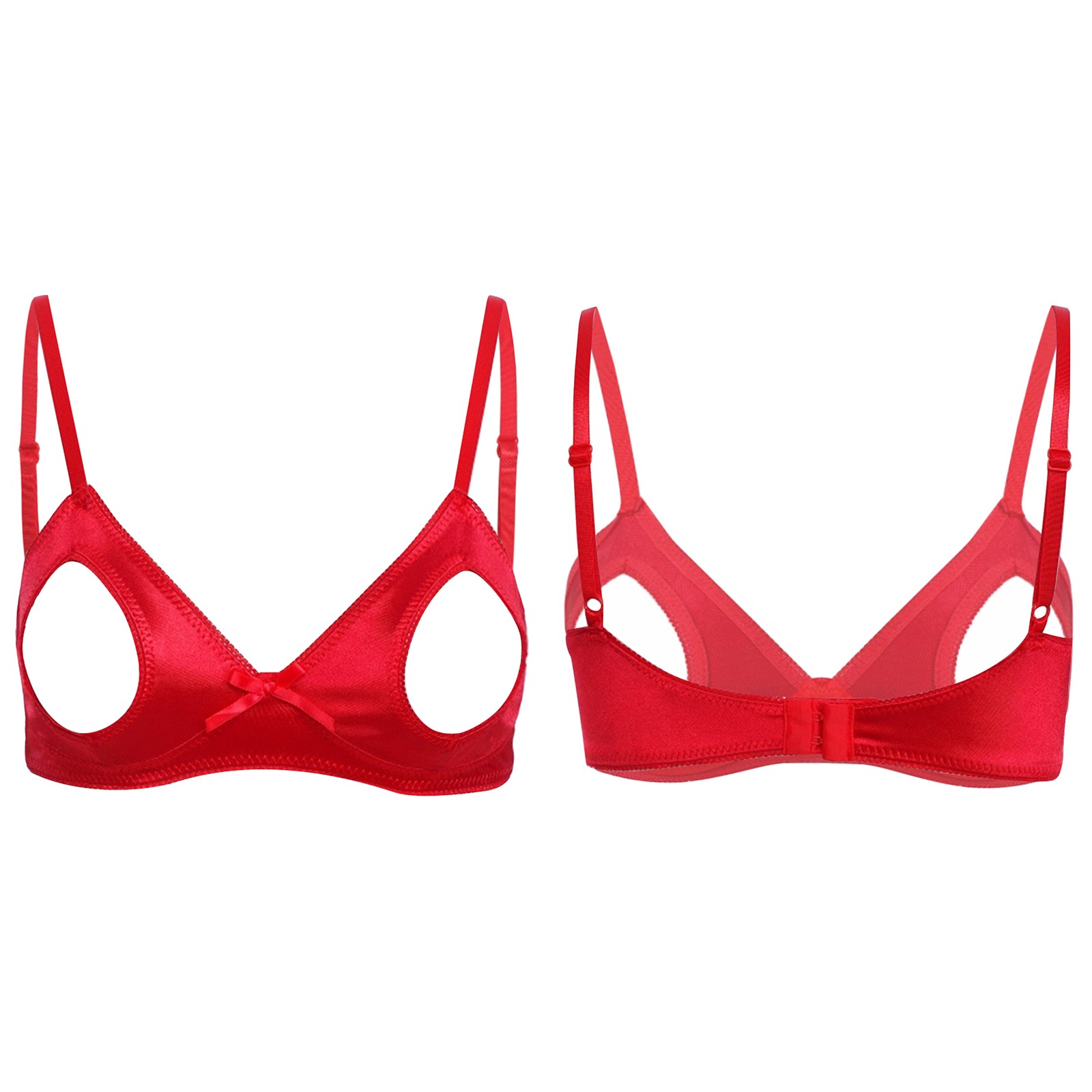 Women’s Lace Trim Open Tip Bra Wire-free Unlined Push-up Bralette Top Nightwear