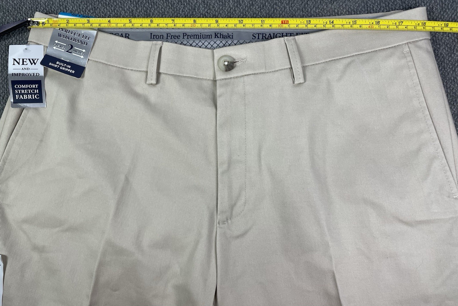 Haggar Men’s Straight Fit Iron Free Premium Khakis SAND 36×30 True To Size NWT