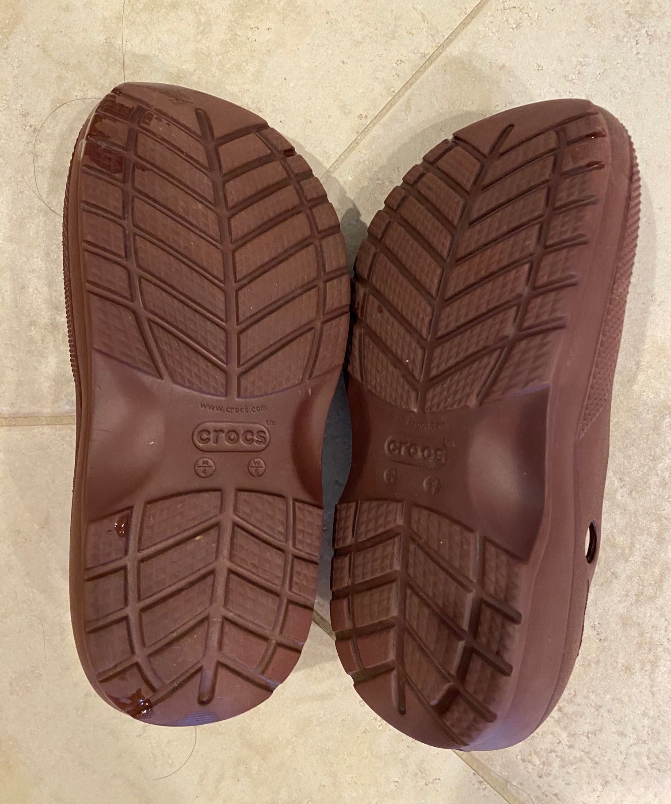 Crocs On The Clock Work Unisex Clogs Solid Brown Shoes Slip On Mules Size W6 M4
