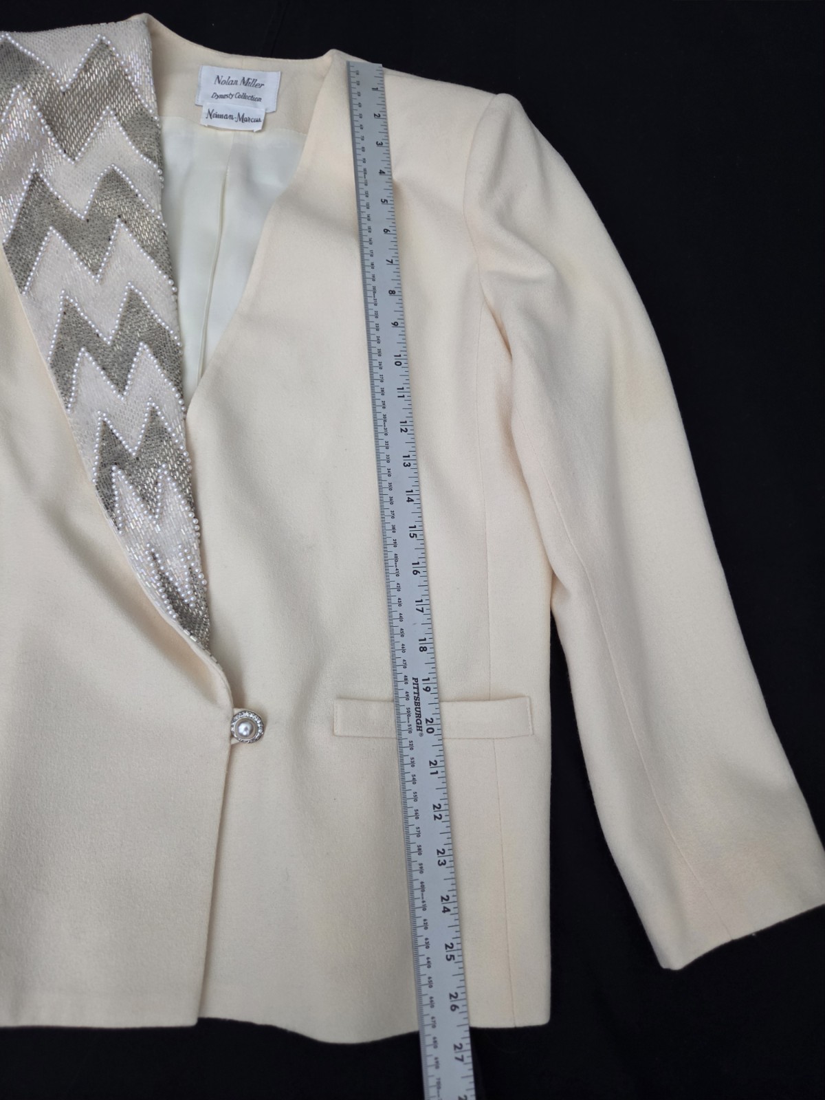 NOLAN MILLER 2 Pieces Sz 12 Dynasty Collection Ivory Beaded Jacket Tank Top
