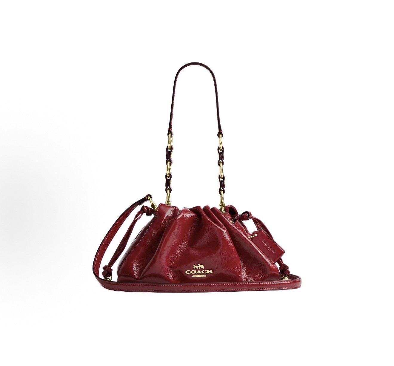 NWT Coach Faye Shoulder/Crossbody Bag In Glazed Leather/Dark Cardinal CCE39