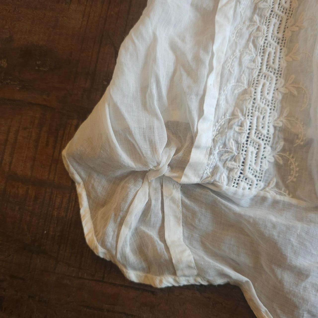 Antique Embroidered White Sleeveless Blouse Mock Neck As Is Top Shirt Edwardian