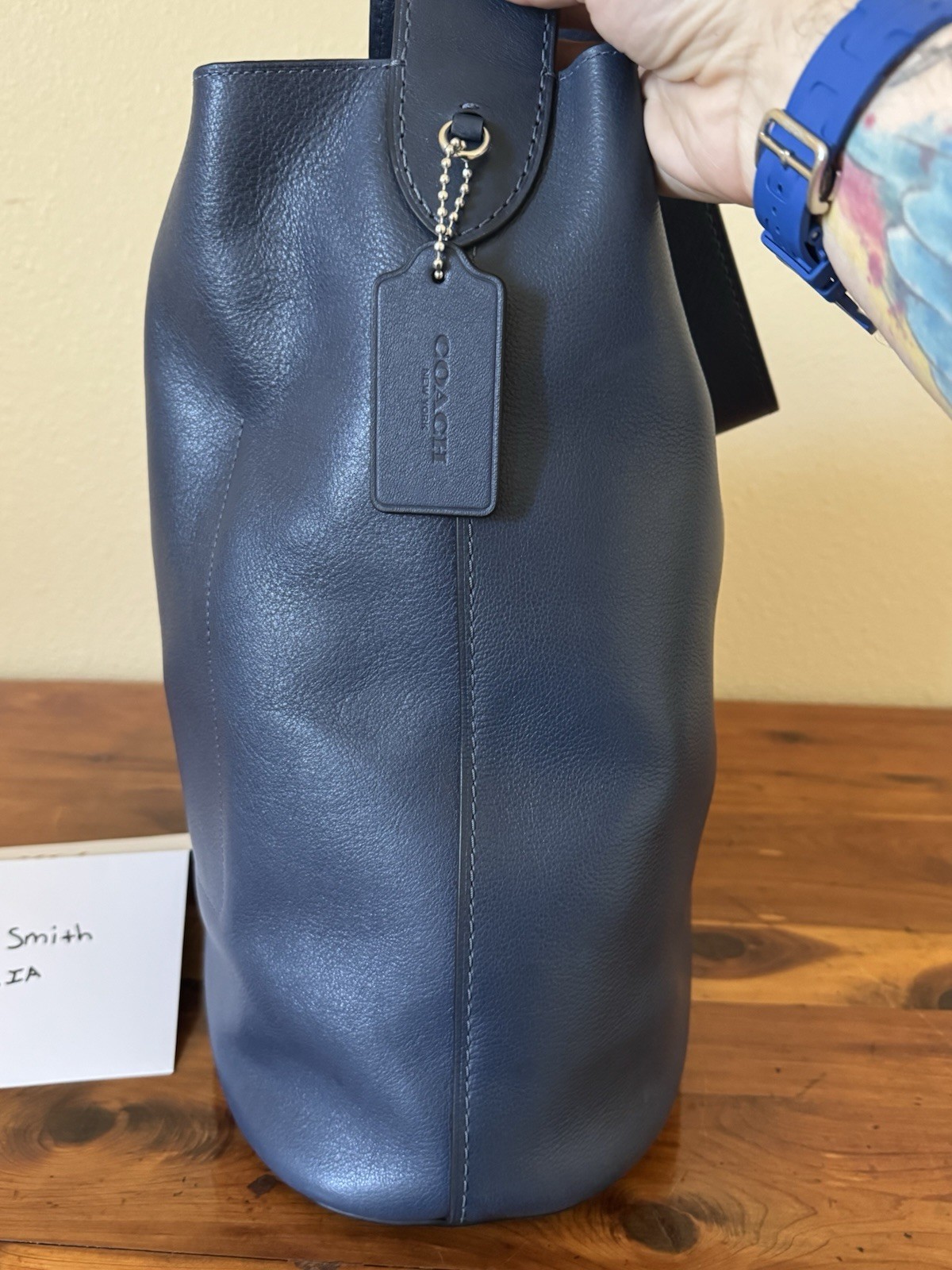 Coach Navy Bleeker 36 Bag w/ Adjustable Strap, Zip Pouch & Dust Bag
