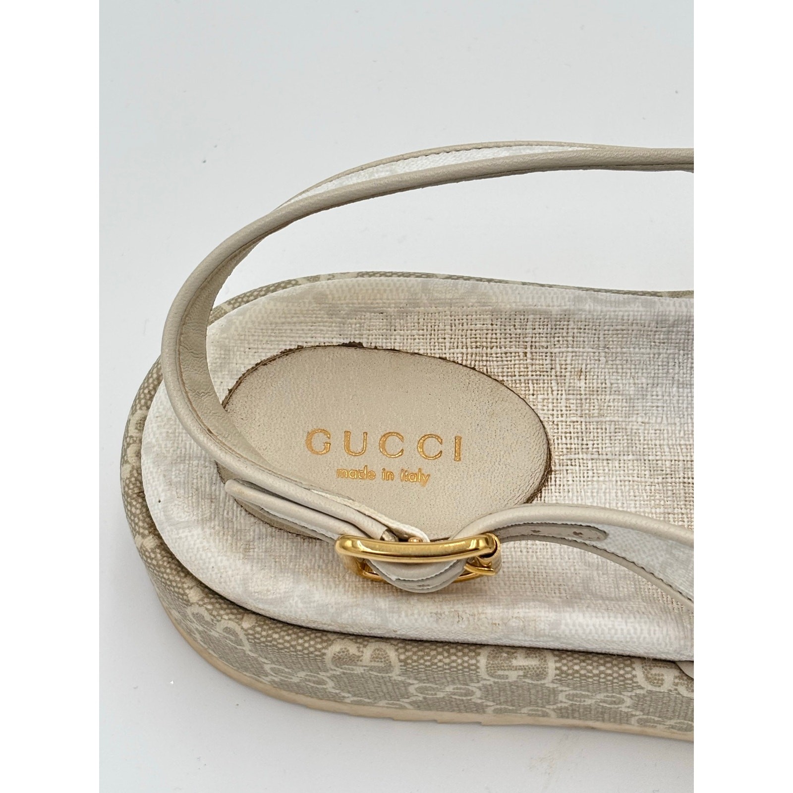 Gucci Angelina Slingback Platform Slide Sandals Monogram Canvas Size EU 38 US 8