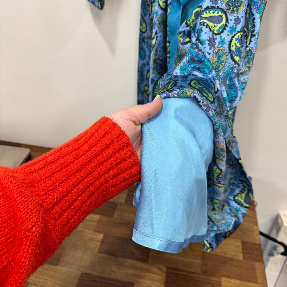 Vintage Lilly Pulitzer Silk Maxi Dress 12 Blue Paisley Long Sleeve Wrap RARE
