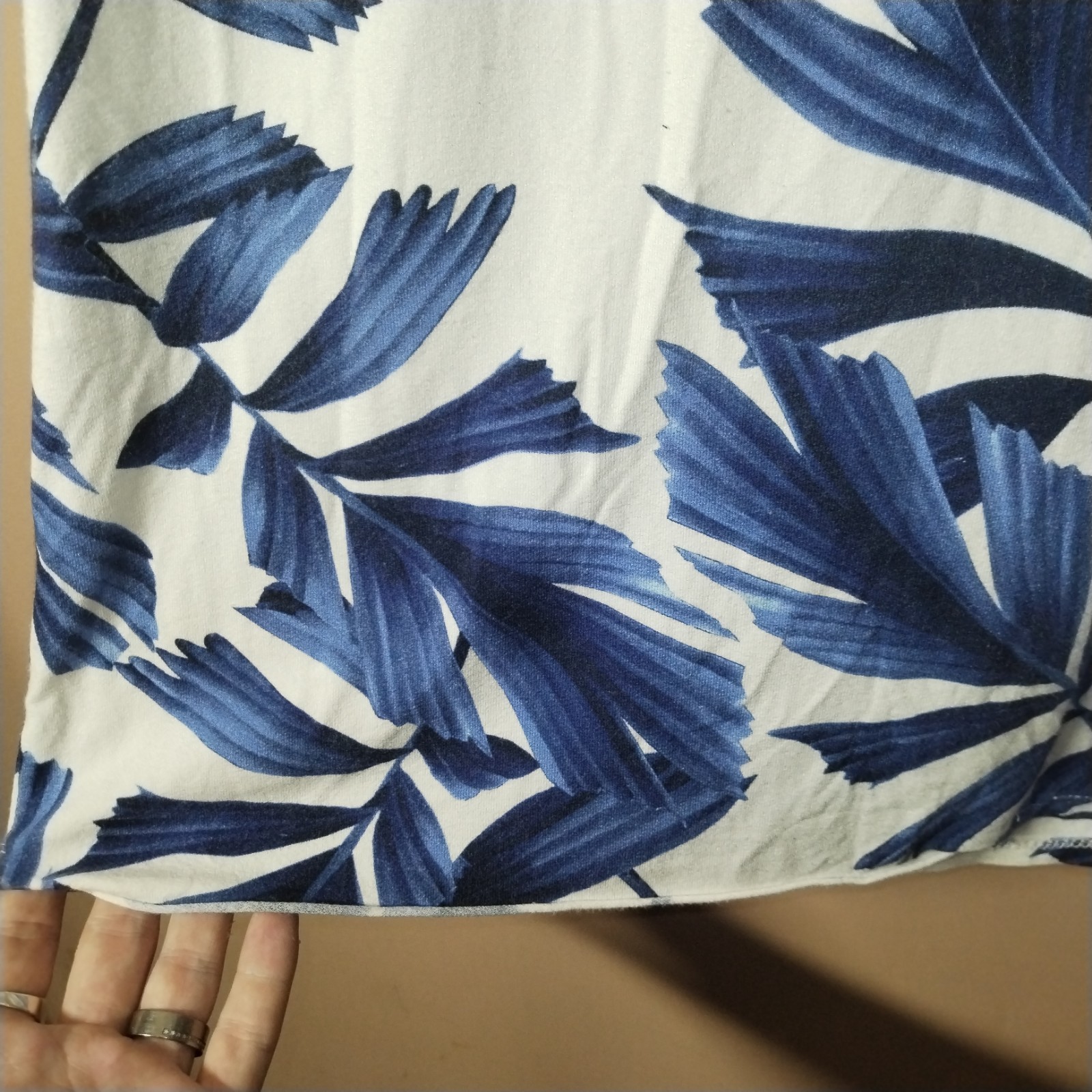 Phase Eight Dress Size 16 White Navy Eloise Palm Print Shift Bodice Layer Ruched