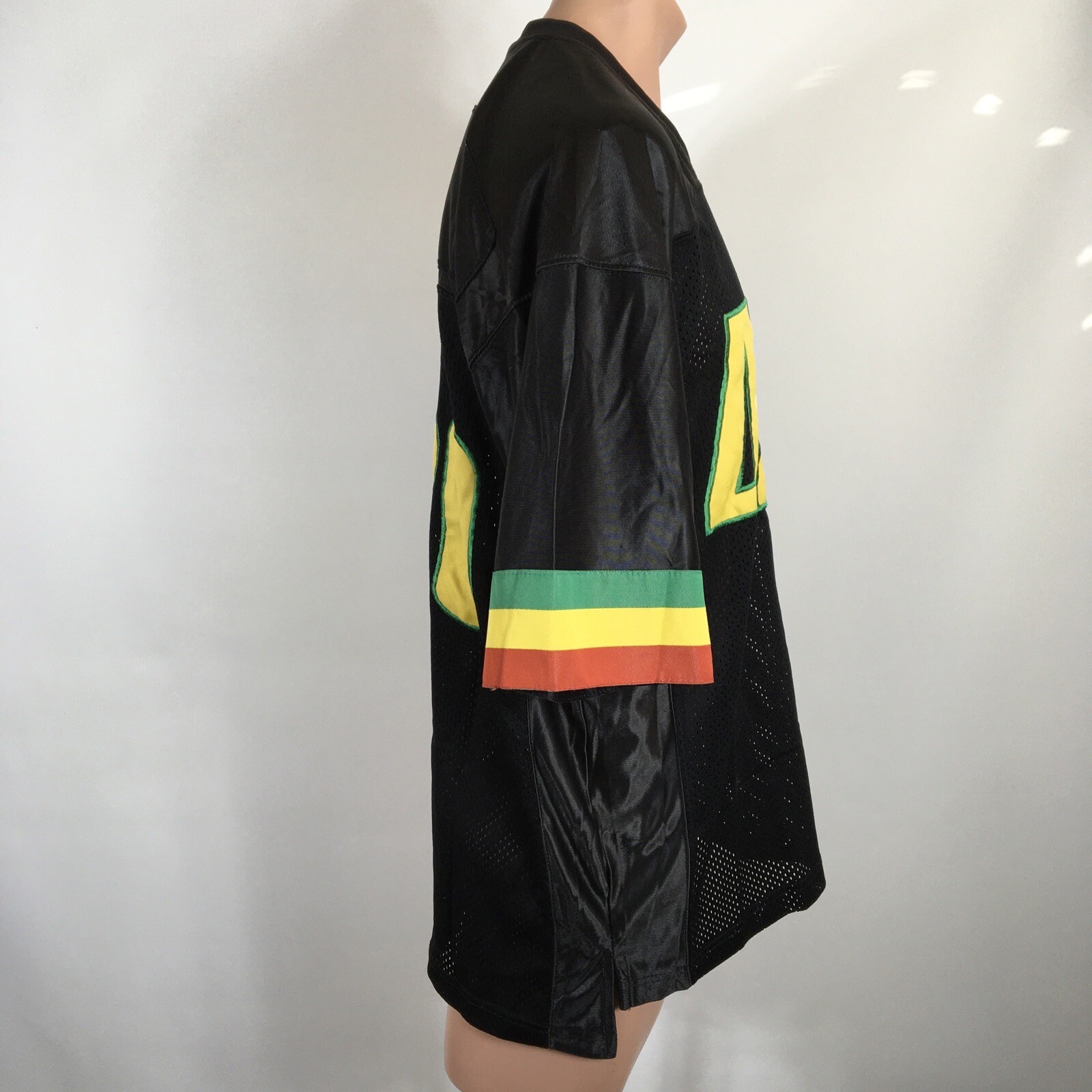 VTG 90s Atum Apparel 420 Weed Rasta Reggae Peace Love Black Mesh Jersey M/L
