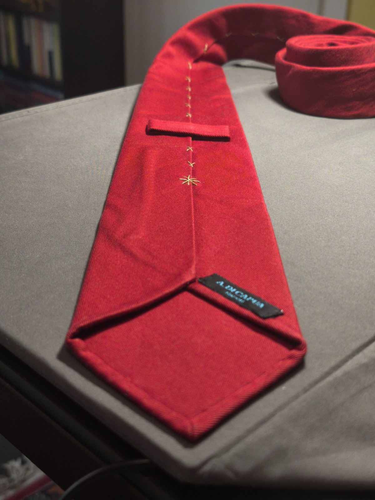 A. Di Capua Napoli – Red Solid Color Cotton Tailored Tie