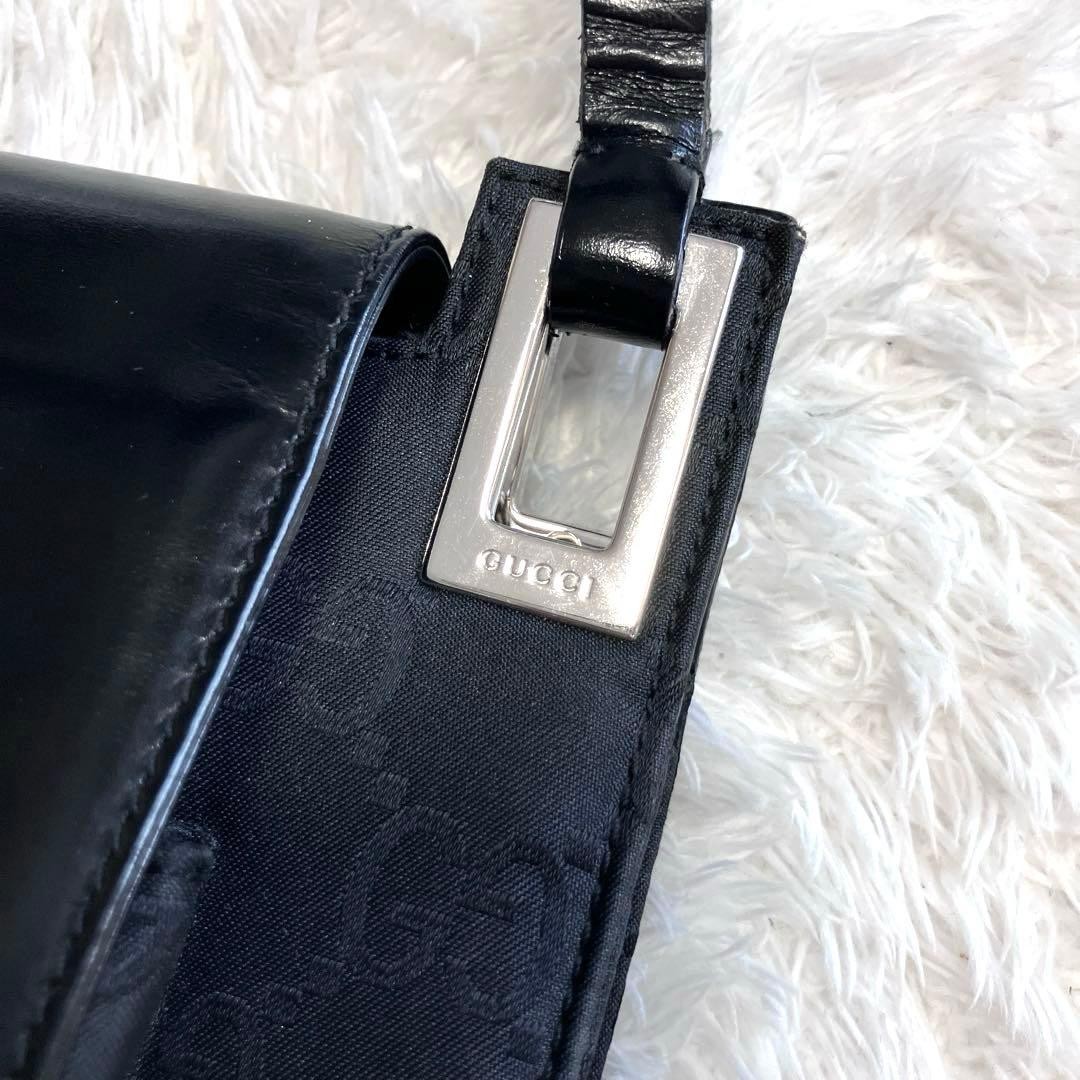 Gucci Shoulder Bag GG Pattern Leather Jacquard Woven Canvas