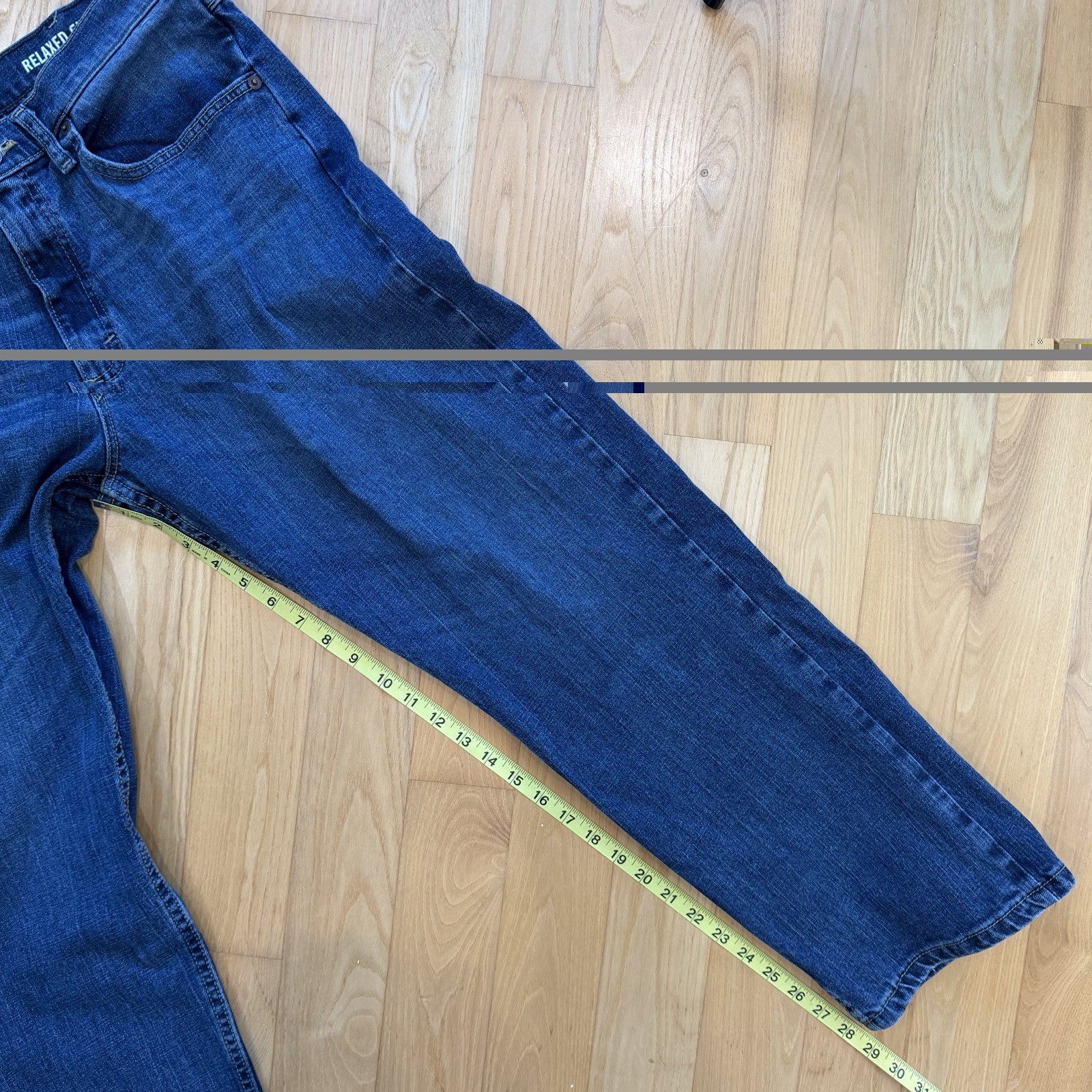 Wrangler Men’s Free-to-Stretch Relaxed Fit Jeans Dark Wash Blue Denim 34×29