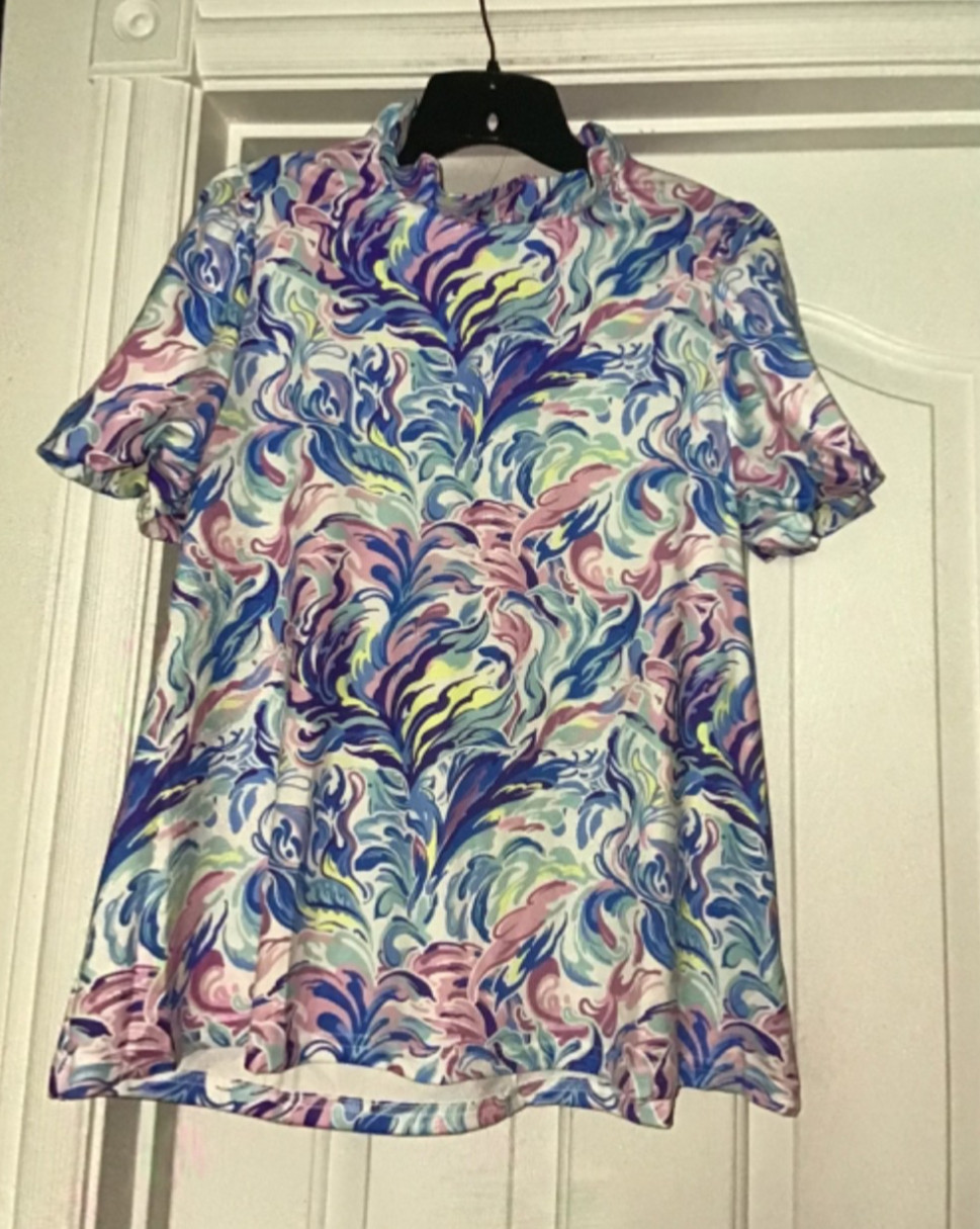 SIMPLY SOUTHERN WATERCOLOR RUFFLE OVERSIZED TOP NWT
