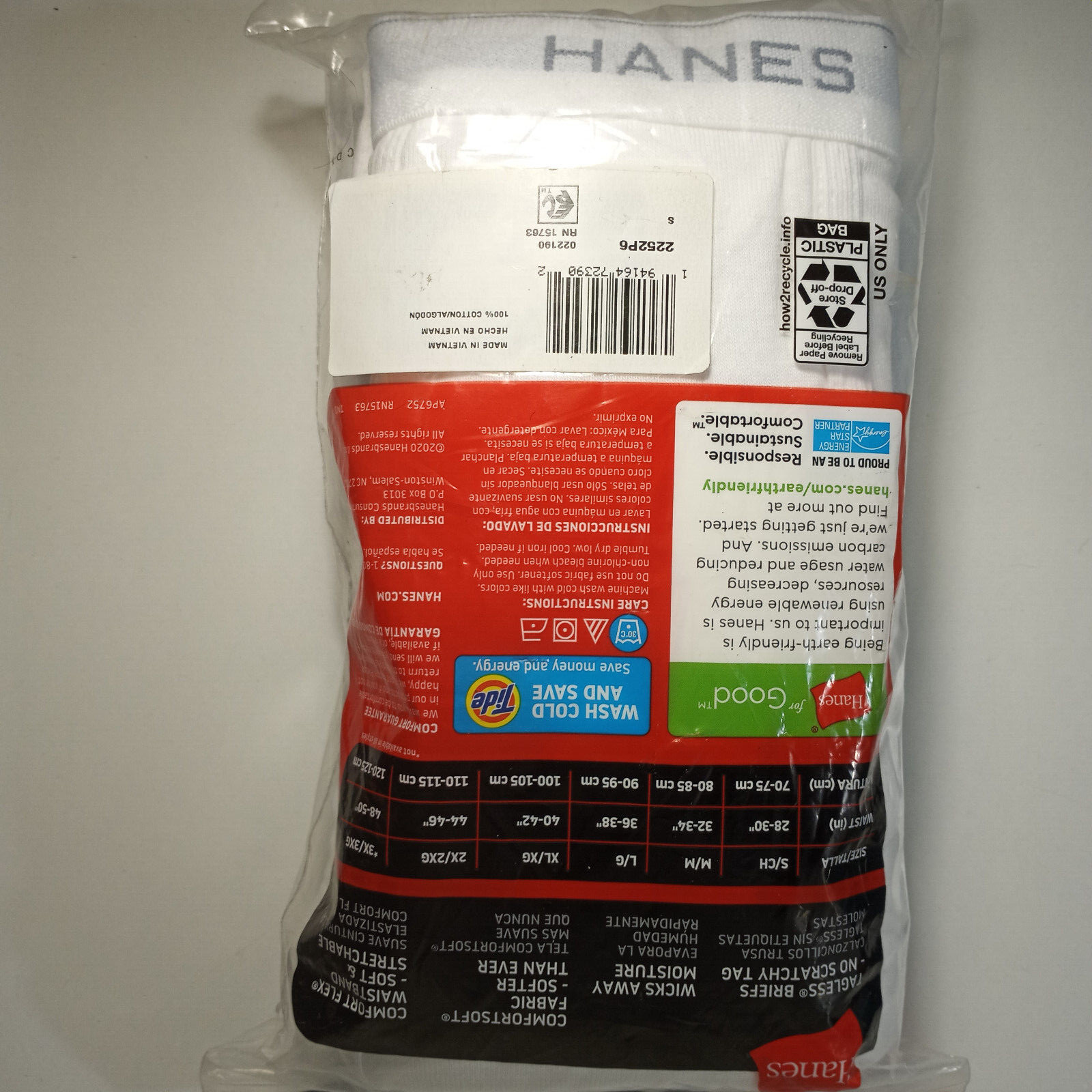 6Pk Hanes Men’s Comfort Flex Classic Fit Underwear Briefs; White, S (28-30”)