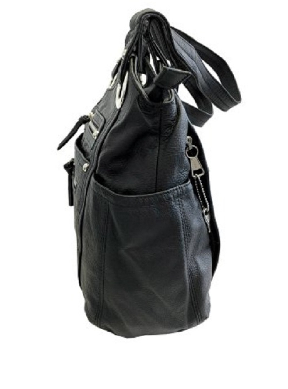 Black Leather Locking Concealment Purse – CCW Concealed Carry Gun Bag