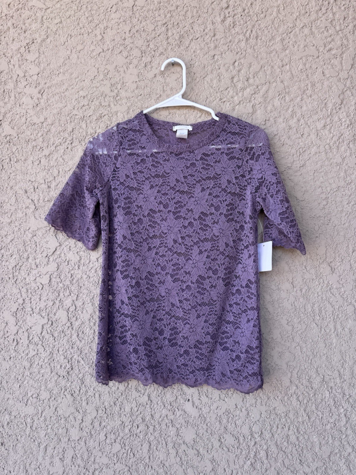 NWT Tinywillow Lilac Lace Floral Top Sz S Stretch Shirt Romantic Boho FREE SHIPP