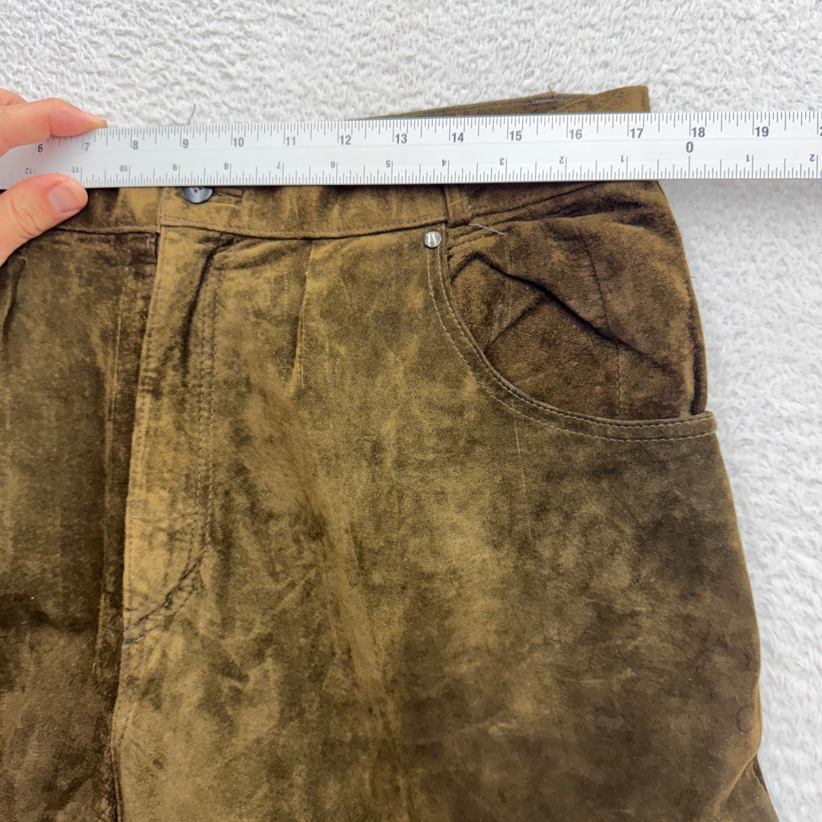 Neiman Marcus Vintage Brown Suede Leather Pants Mens 36 Straight Leg 5-Pocket