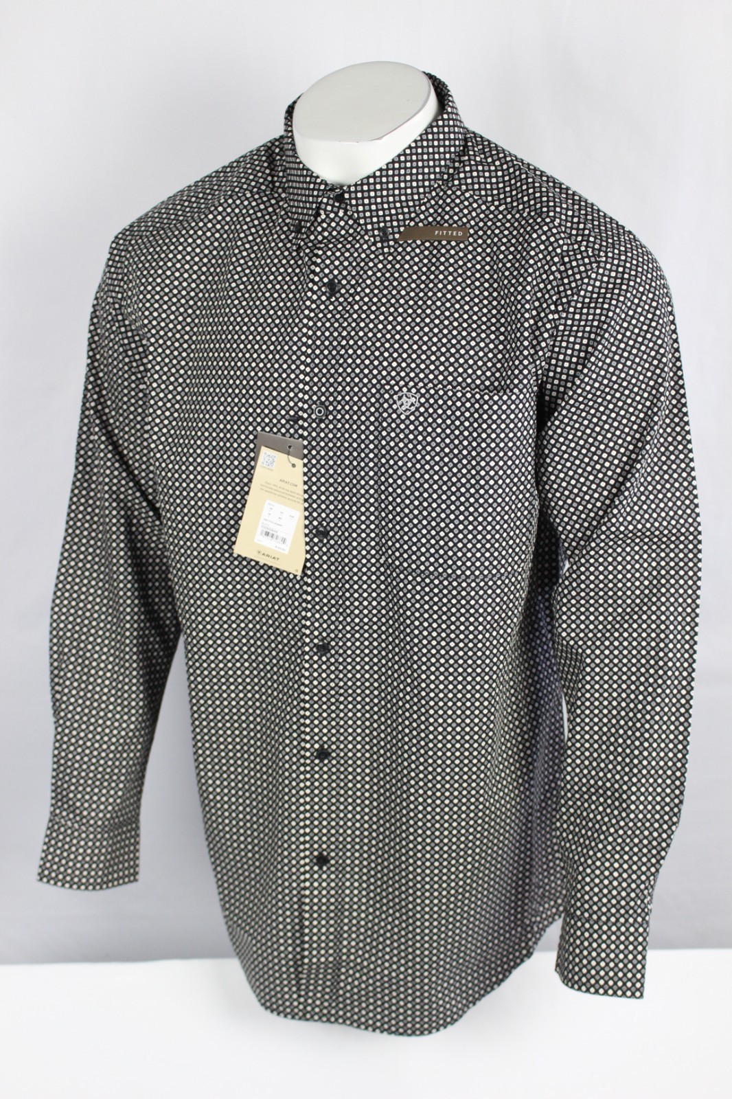 Ariat Men’s Troy Fitted Long Sleeve Western Shirt Size XL Black 10065848