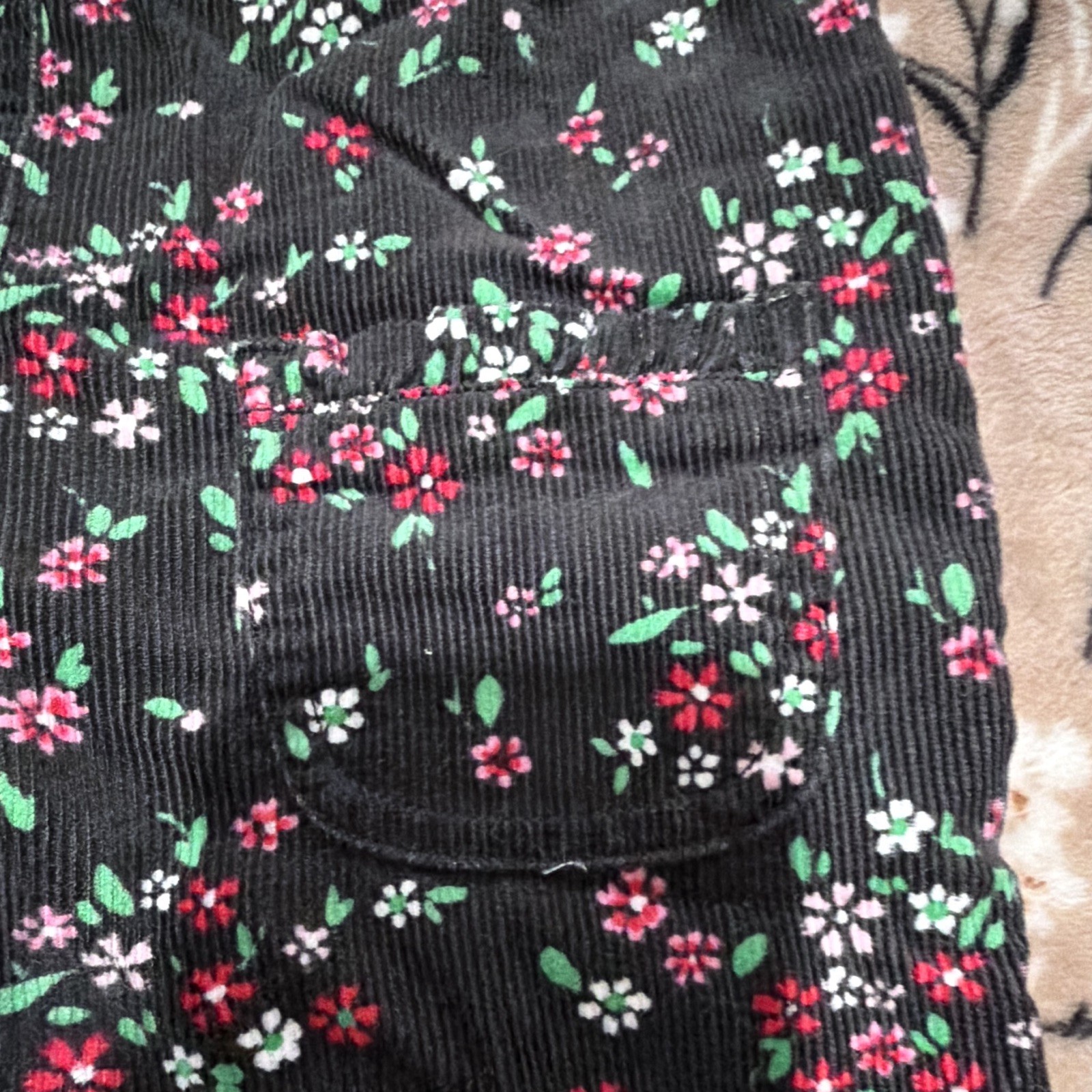 OshKosh B’gosh Corduroy Overall One-Piece Floral, 6 Months, Black/Multicolor