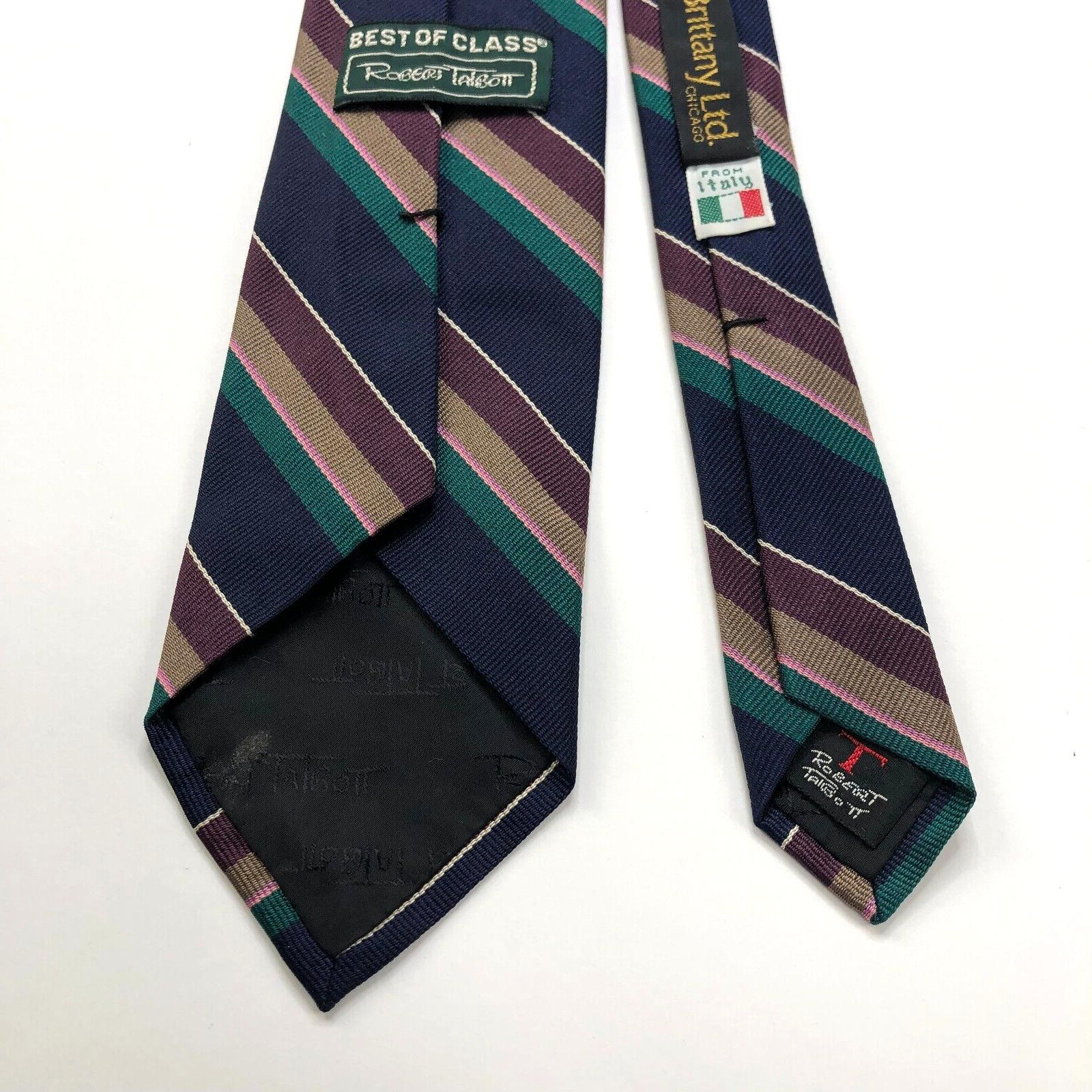 Robert Talbott Best of Class 100% Silk Neck Tie Men’s Striped 3″ / 56 In