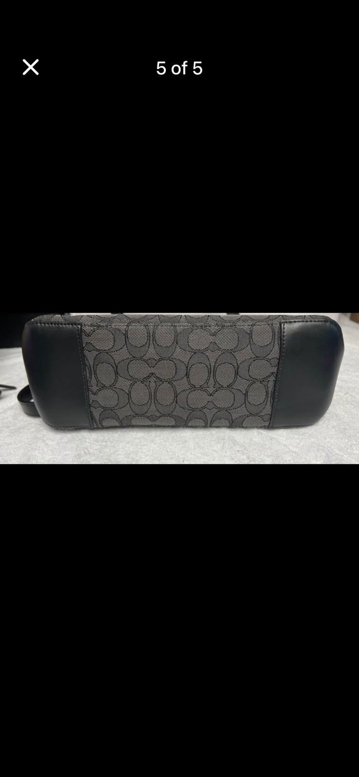 Coach Signature Jacquard Canvas/Leather Gray & Black Tote Bag