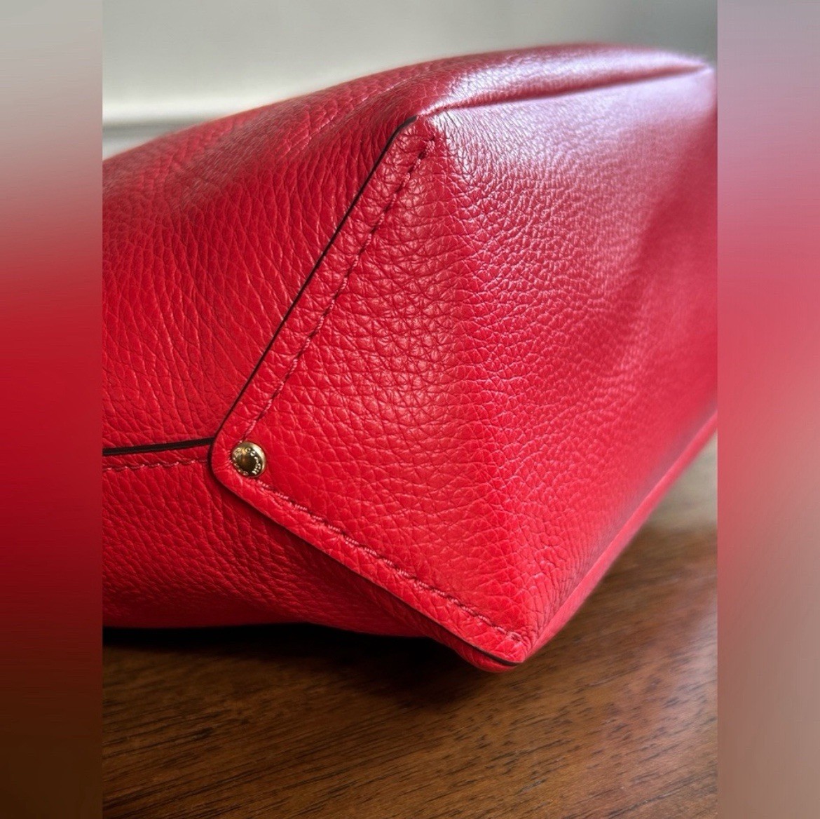 COACH Mini Abby Duffel Shoulder Crossbody Bag RED Pebble Leather