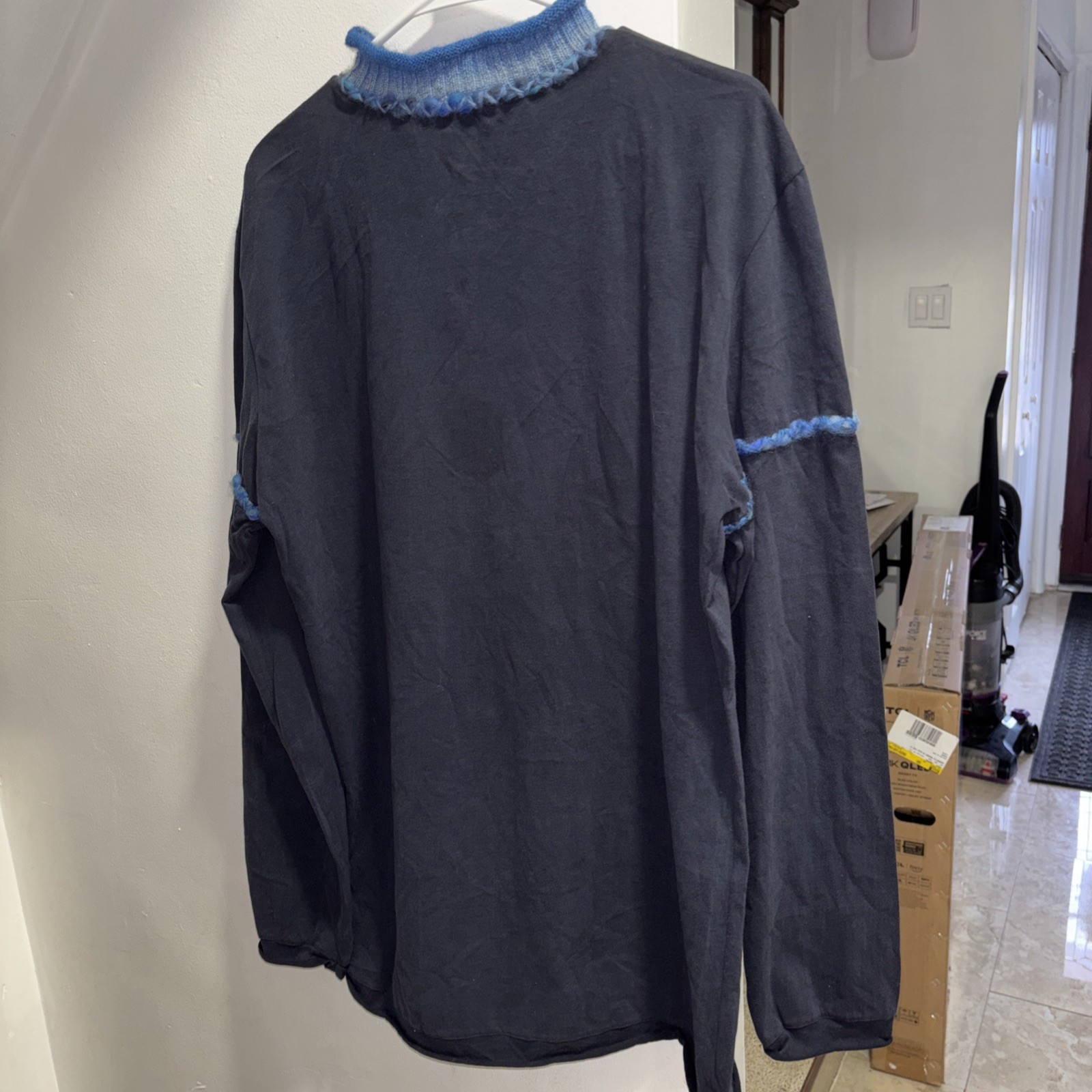Class Roberto Cavalli Men’s Long Sleeve Shirt Black Blue Designer Casual IT 52
