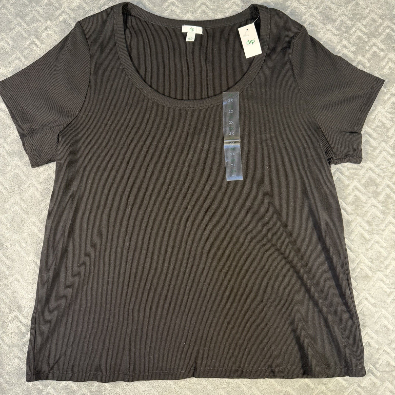 Dip Ribbed Scoop Neck Tee Women’s Plus Sz NWT Short Sleeve Stretch Cotton Modal