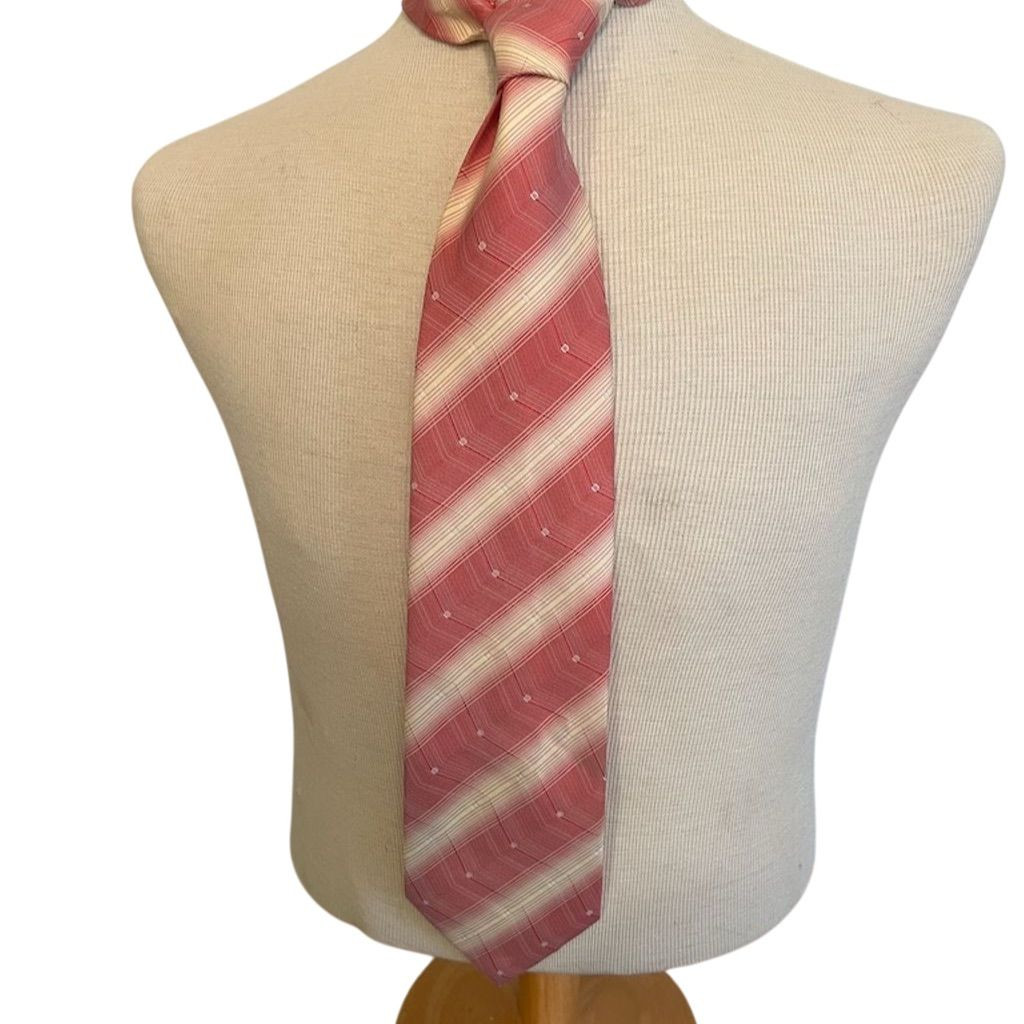Ru Ying Men’s Pink & White Striped Designer Tie Classic Width 57″-60″