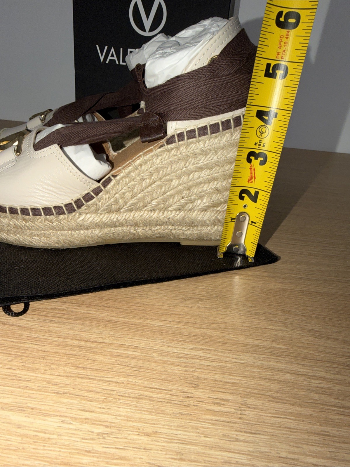 VALENTINO BY MARIO VALENTINORoxana Vlogo Wedge Sandal In Cream Taupe