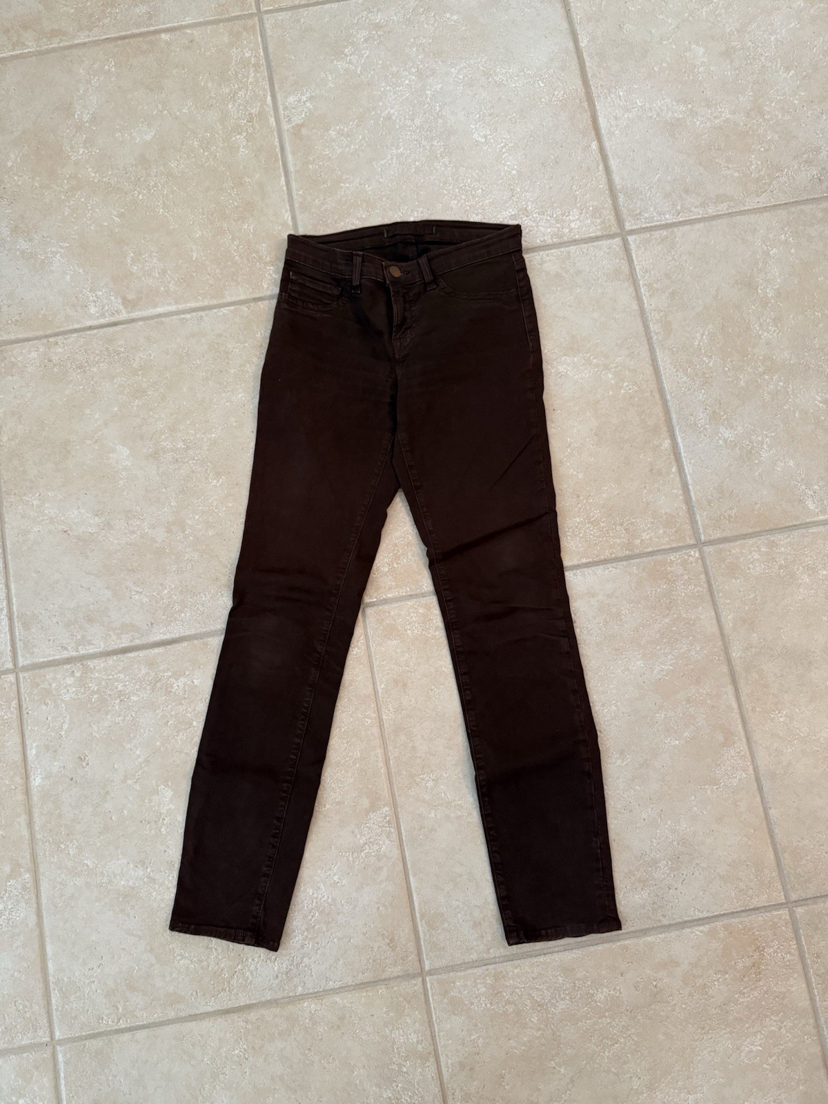 J Brand Womens Brown Dark Wash Skinny Jeans Mid Rise 5-Pocket Denim Size 25