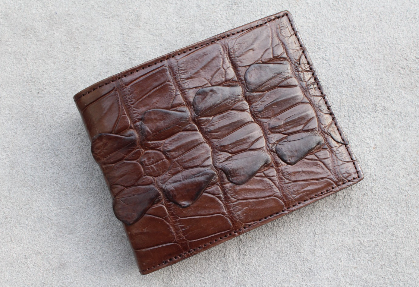 Brown Real Crocodile Alligator Hornback Skin Leather Men’s Bifold Wallet #L71