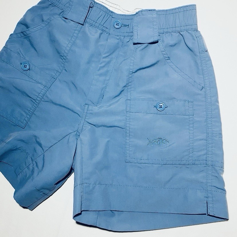 AFTCO Nylon Fishing Cargo Shorts Youth (10/12) 26” Blue Performance Pocket 5.5”