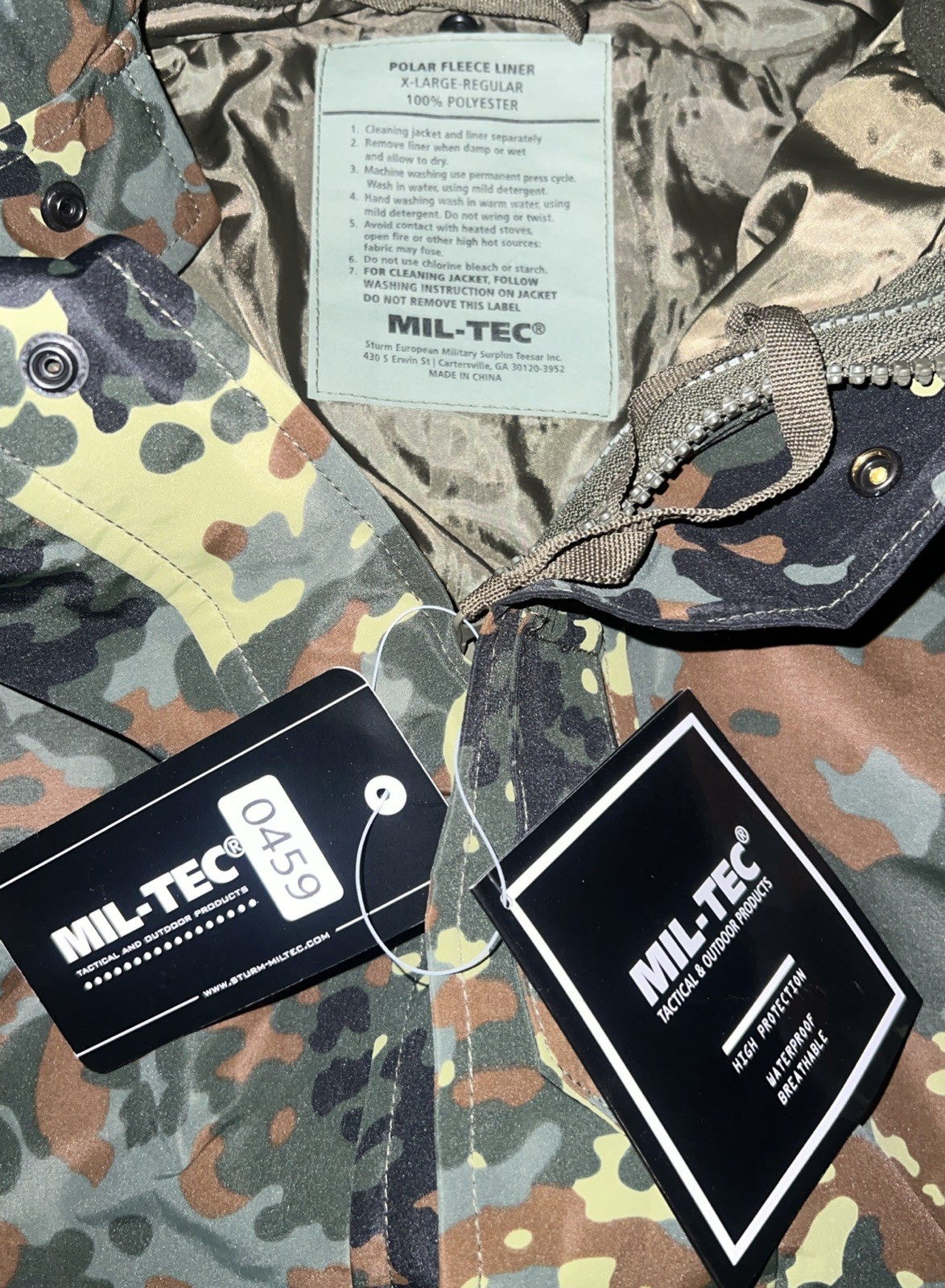 Mil-Tec German army Parka w liner GoreTex Flecktarn Waterproof Men XL Jacket