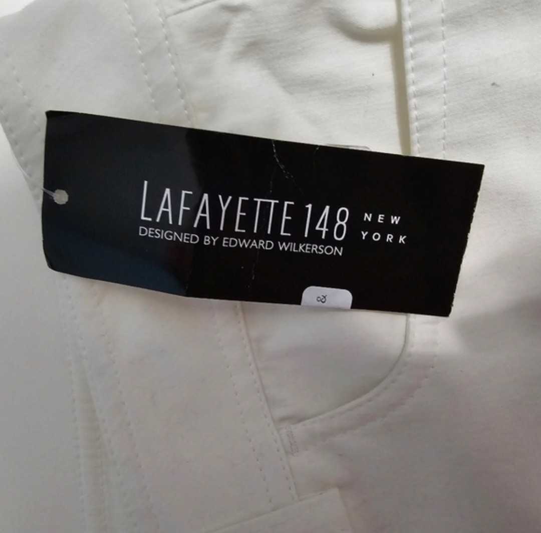 Lafayette 148 New York Bootcut White Minimalist Pants W/Front & Back Seam Sz 8