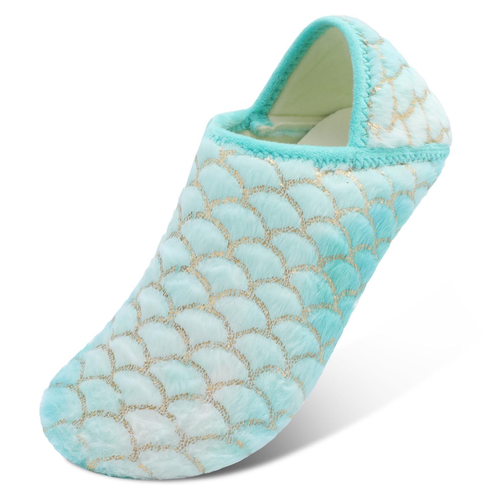 Scurtain Unisex Adults Rubber Sole Slippers House Slippers For Women Blue/Sca…