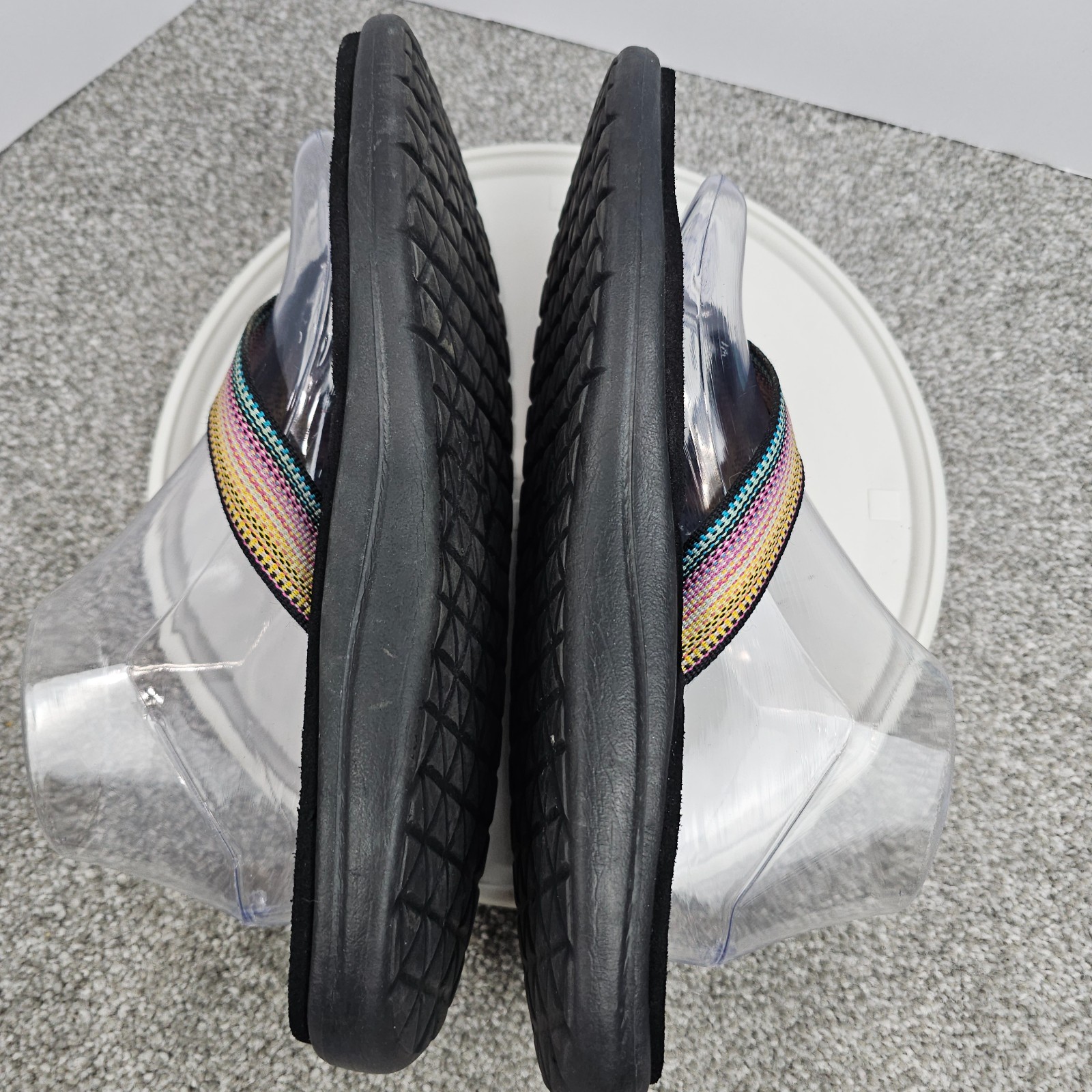 Teva Womens Voya Flip Flops Antiguous Black Multi Color Straps Size 10 US