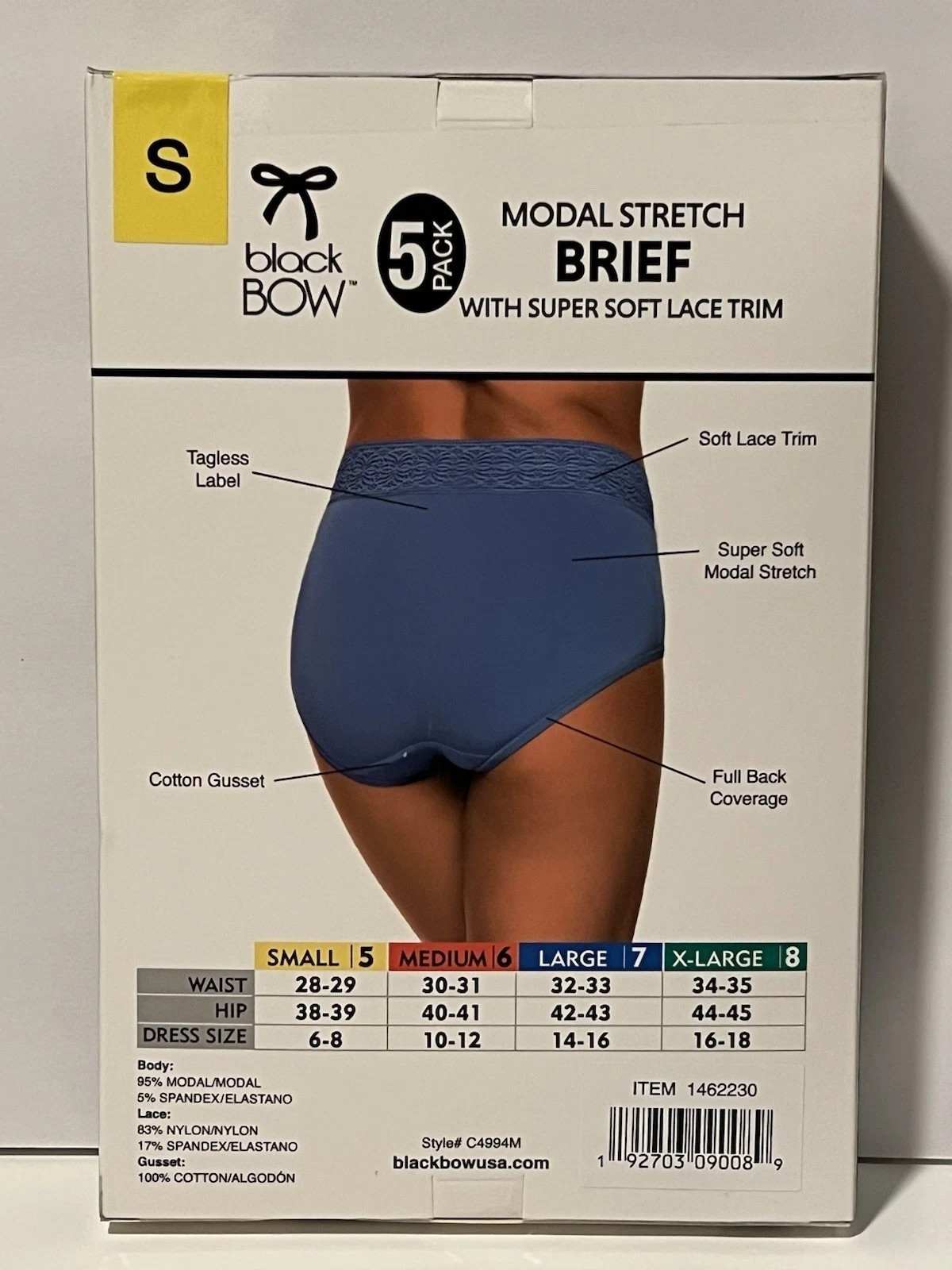 NEW Black Bow Women’s 5 Pack High Waist Modal Brief All Sizes!