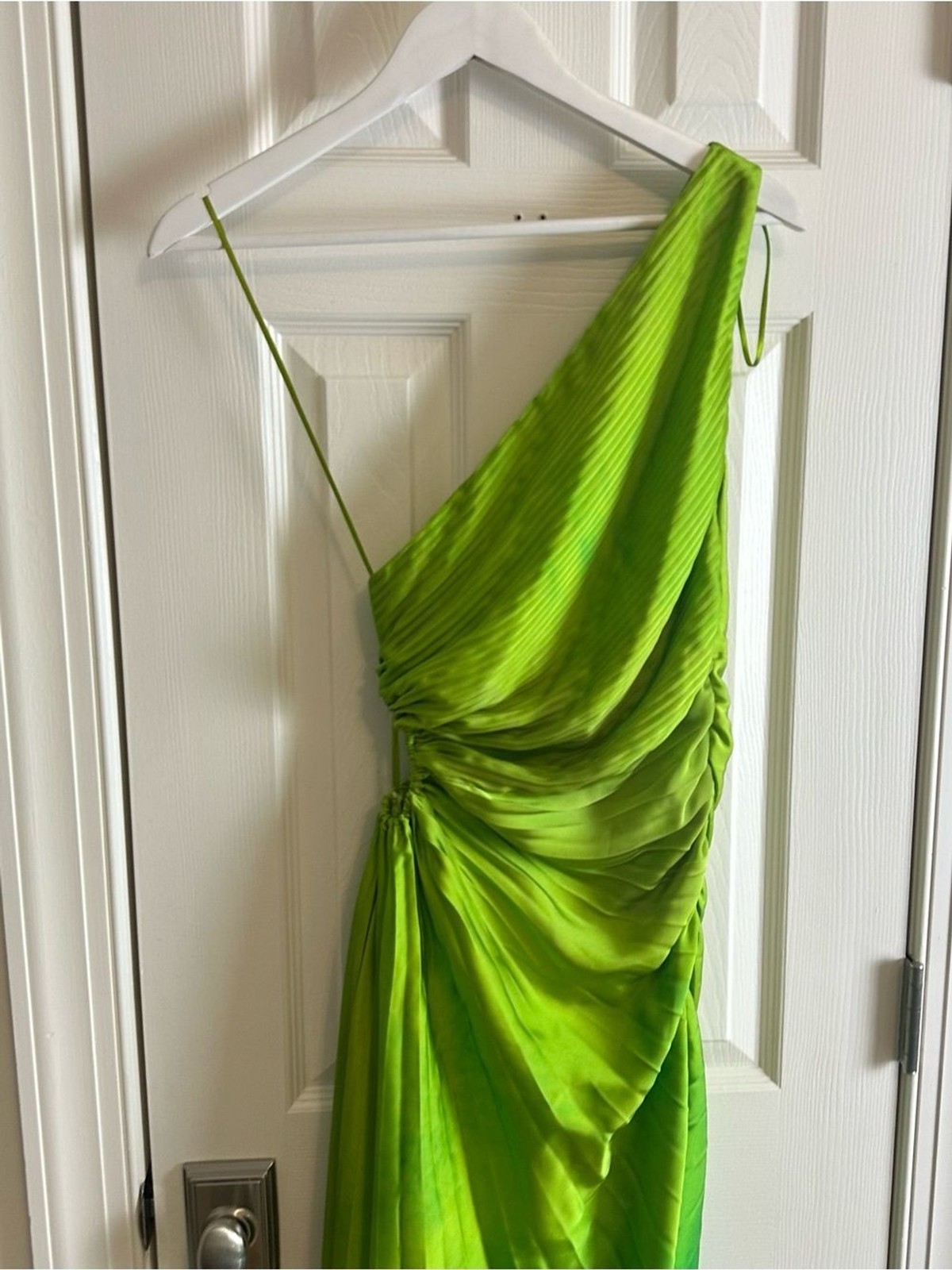 Mango One-Shoulder Ombre Green Evening Dress