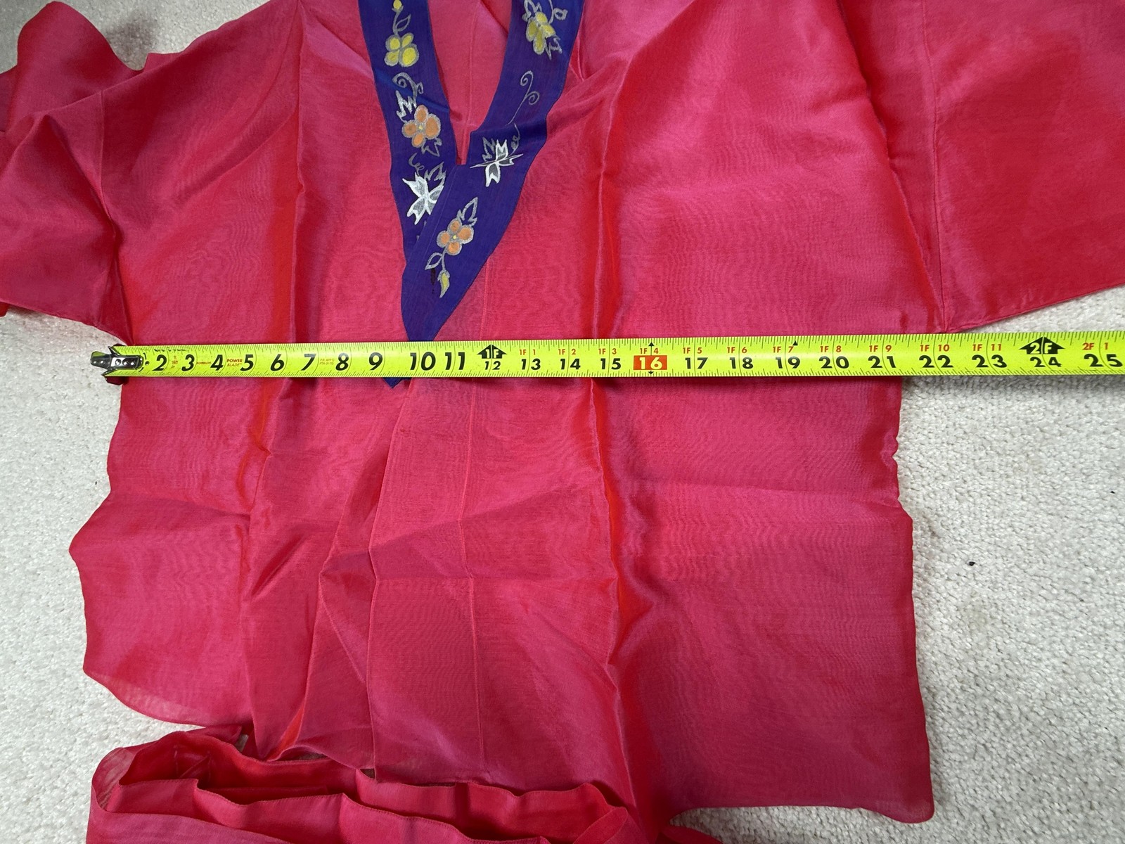 Hanbok Jacket Skirt Set Womens Medium Pink Floral Embroidered Belted Formal