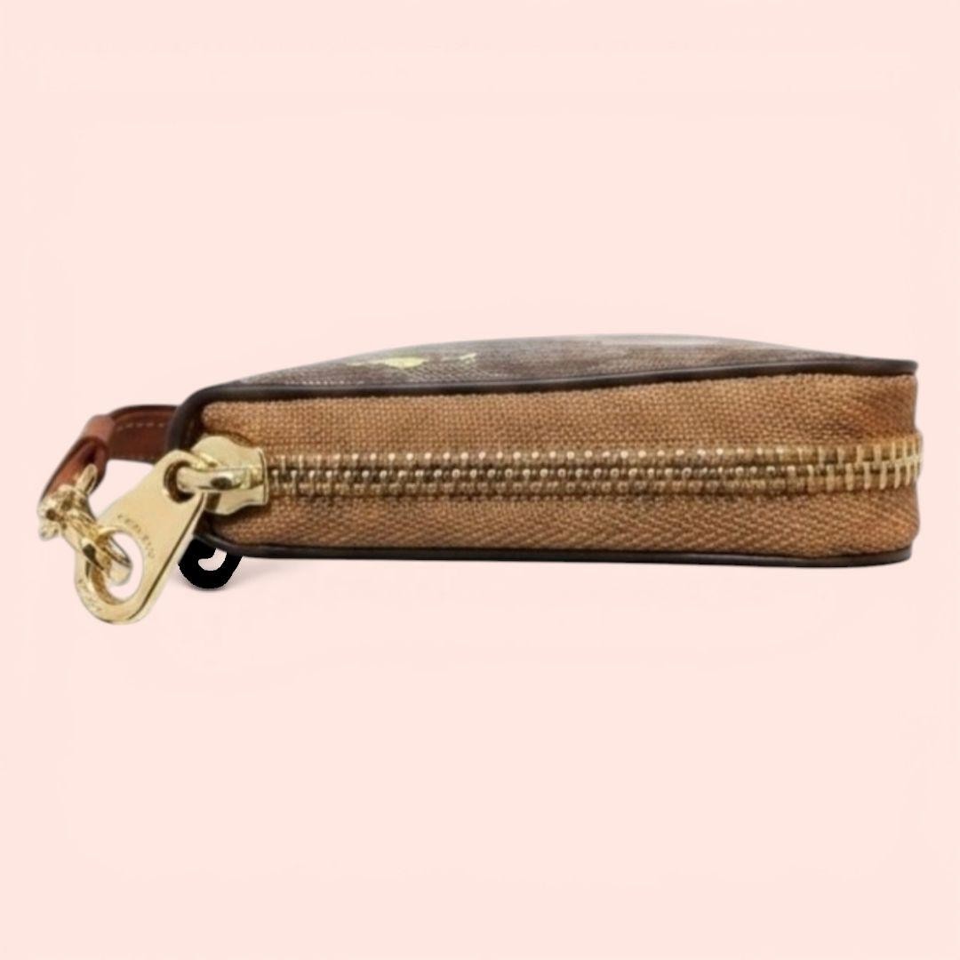 New and Coach Long Wallet Snoopy Brown Leather Ladies Men s Free Shipping