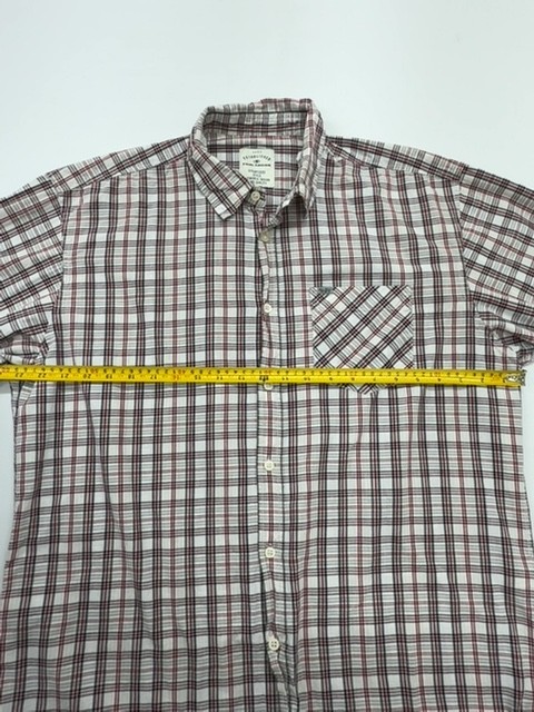 Estabished Men Red White Blue Plaid Button-Down Shirt XL Vintage Pocket