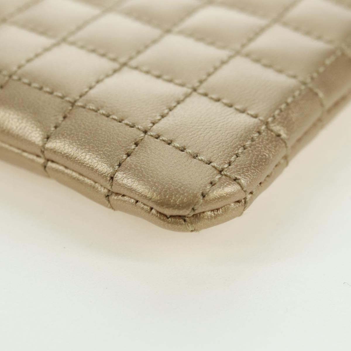 CELINE C Charm Coin Purse Leather Gold Auth am11616V