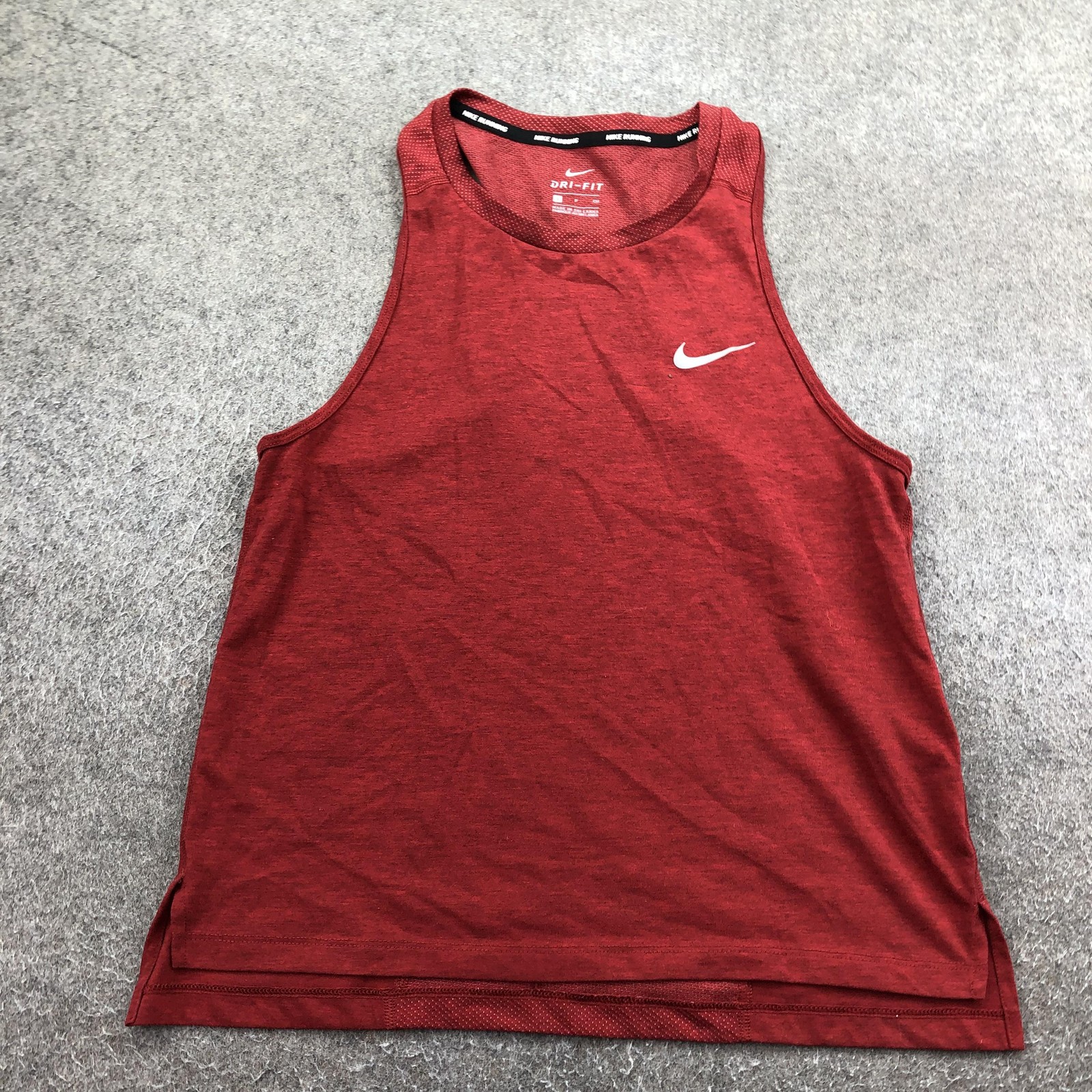 Nike Tank Top Mens Small Red Dri-FIT Sleeveless Running Gym Athletic Performance