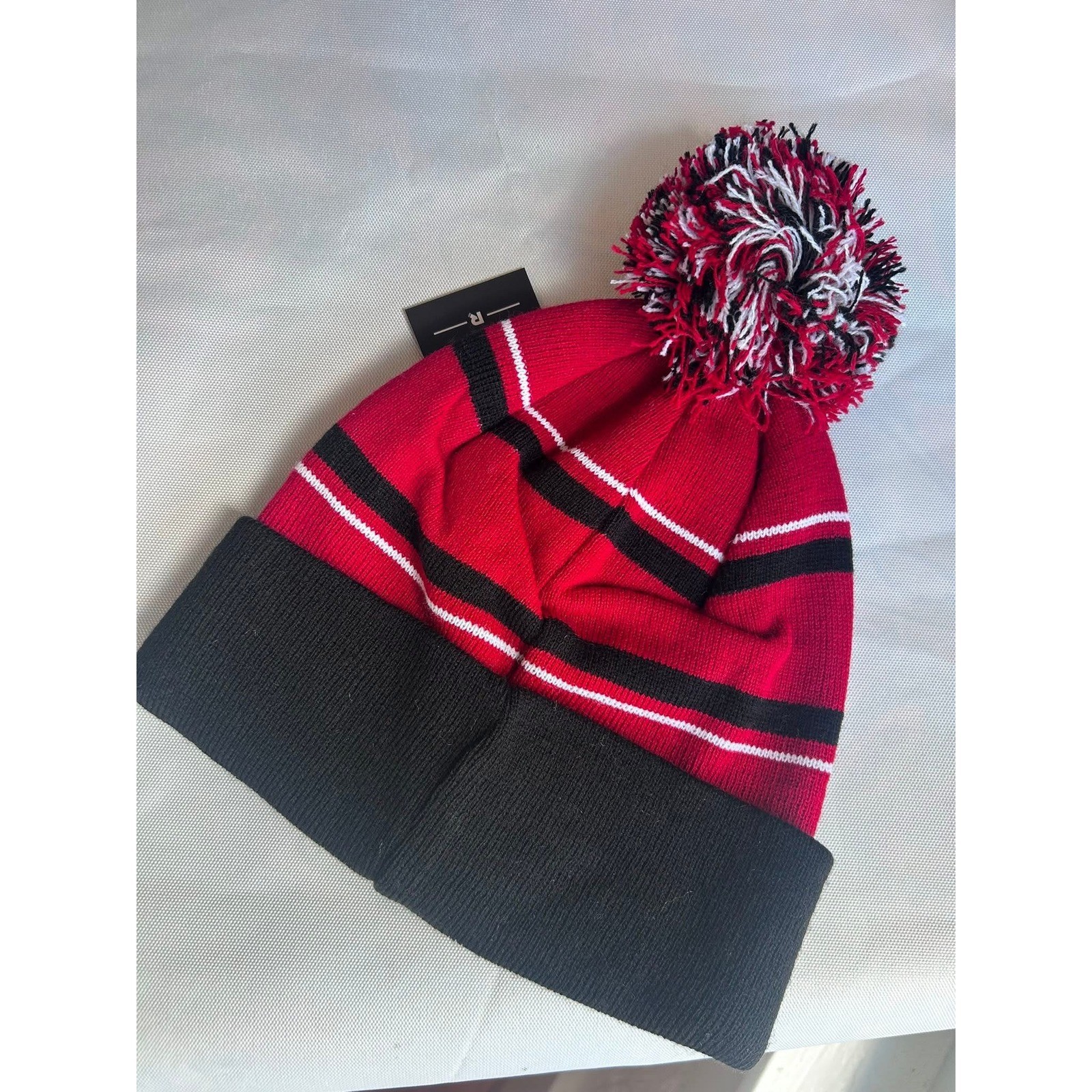 Ruffneck Harvard Crimson Lacrosse Beanie Red Black Pom Knit Hat NWT