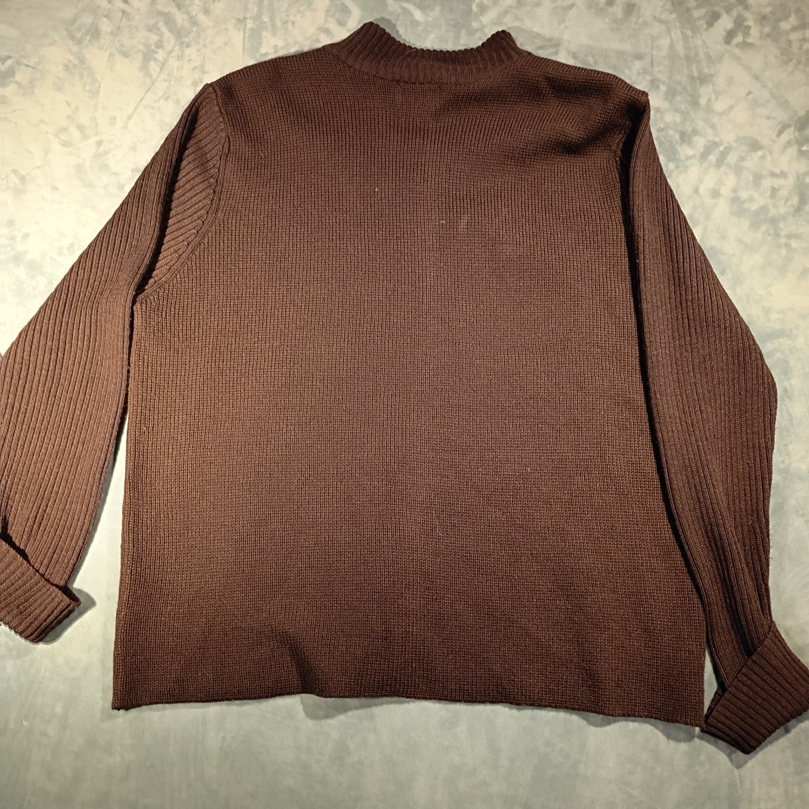 Jaclyn Smith Classic Plus Brown Faux Suede Front Zip Wool Blend Sweater 1X