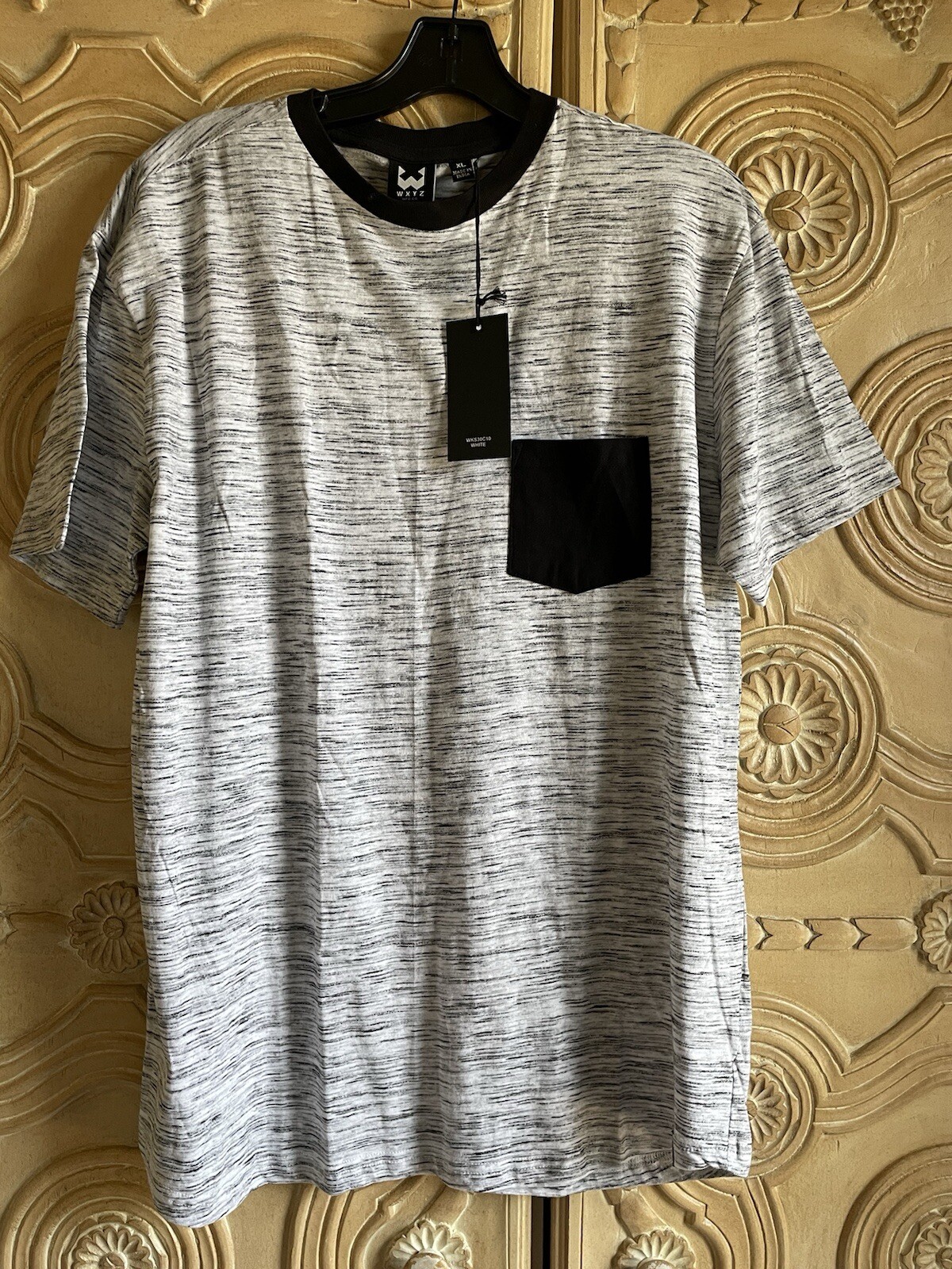 Mens Large Fashion Shirt Gray Space Dyed Cotton Poly T-Shirt India Made NWT