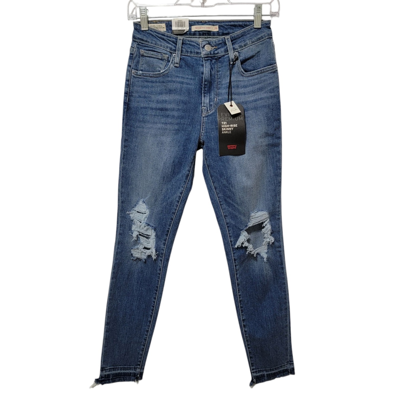 LEVI’S PREMIUM 721 High Rise Skinny Jeans Women’s 26 Off The Hook Distressed NWT