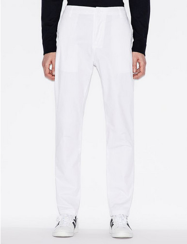 Armani Exchange Men’s Slim-Fit Cotton Chino Pants,White, 31 R .