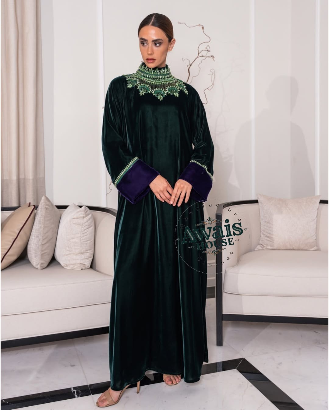 Muslim Prayer Velvet Kaftan Abaya Farasha Long Sleeves Caftan Abaya Jalabiya
