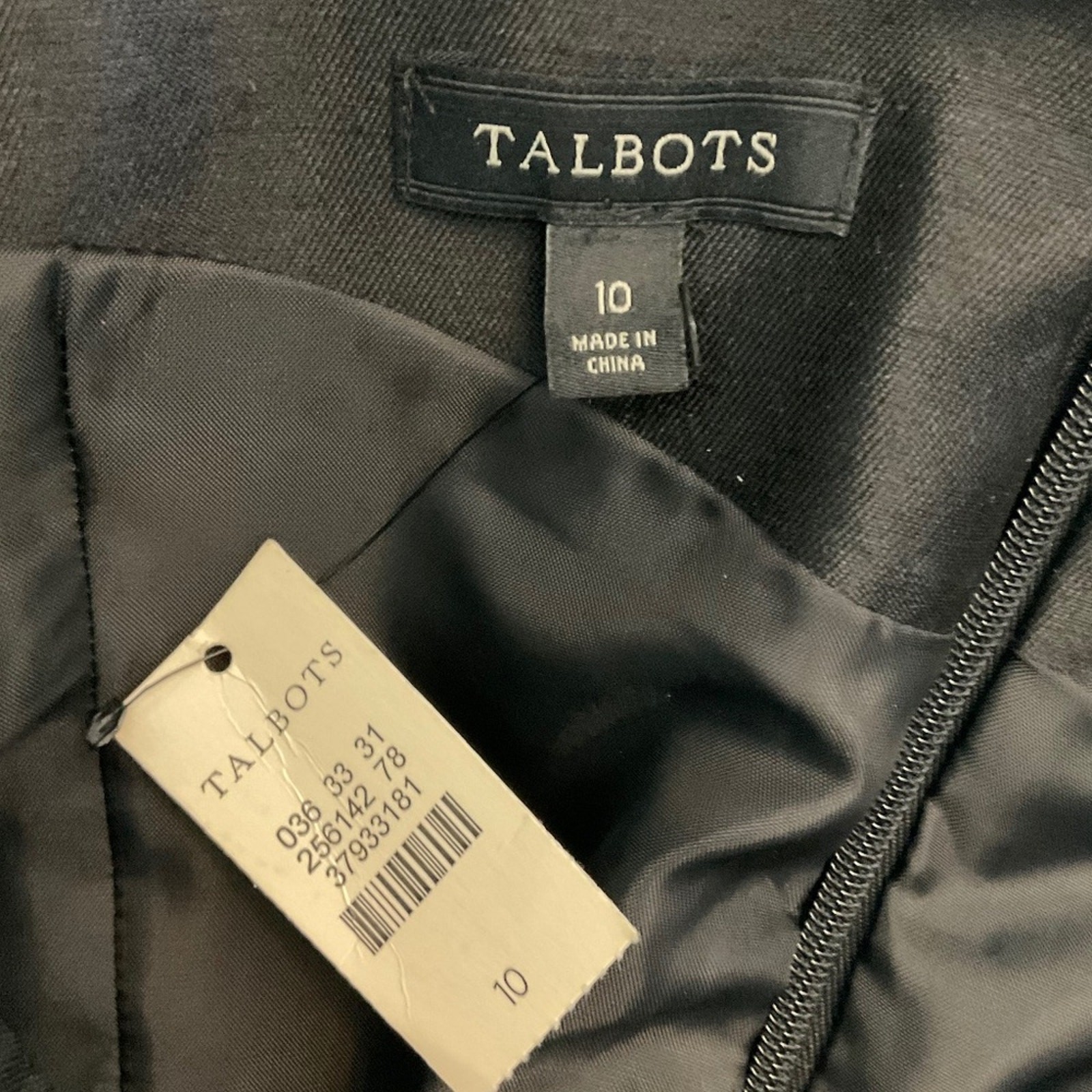 Talbots Classic Black Silk & Wool V Back Career Event Sheath Dress wool silk 10